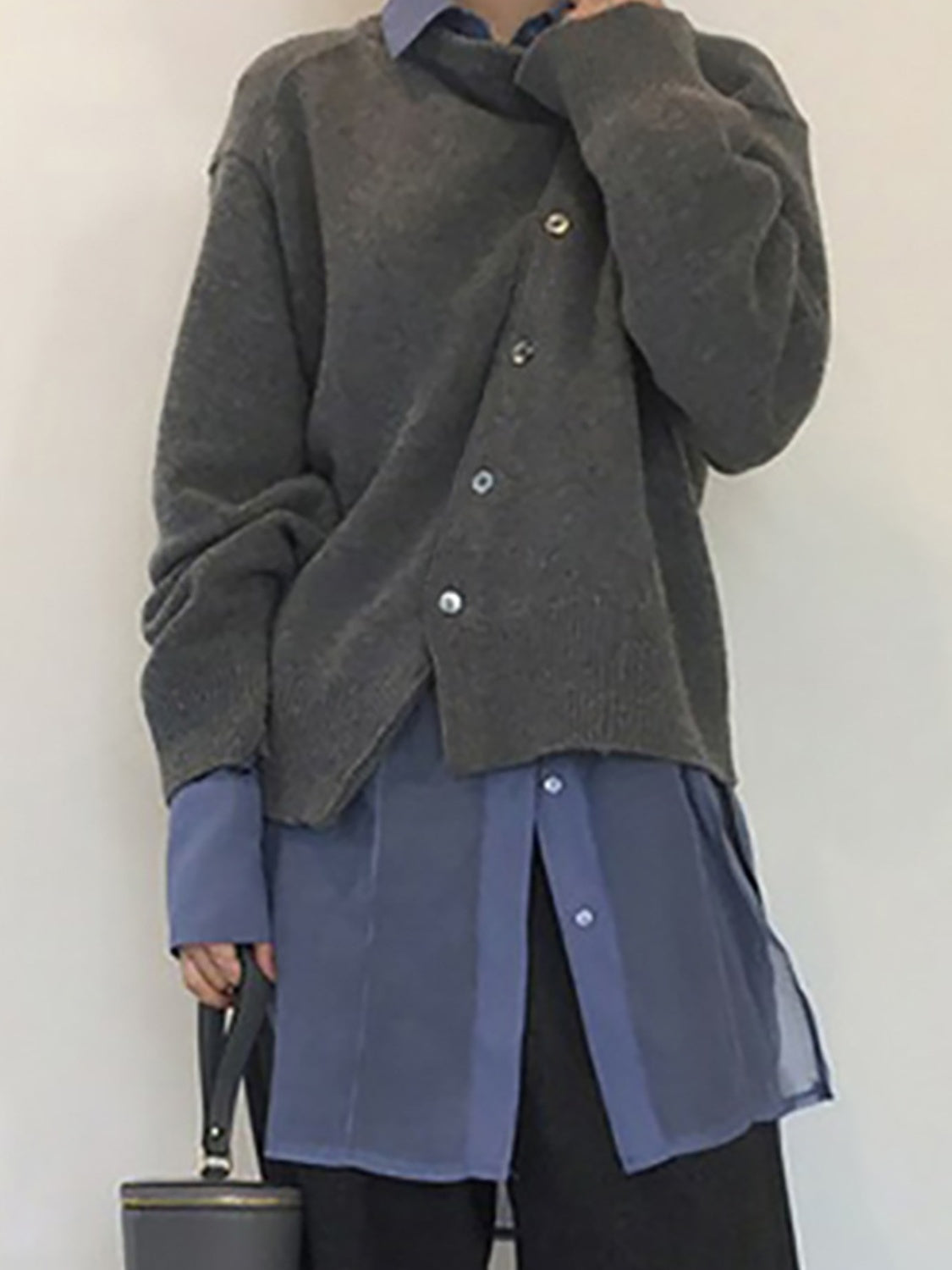 Dropped Shoulder Buttoned Cardigan-Angel Casuals