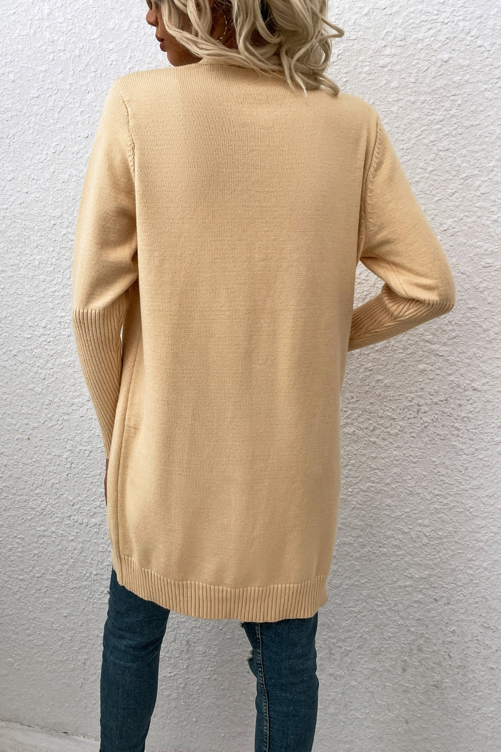 Open Front Long Sleeve Cardigan with Pockets-Angel Casuals