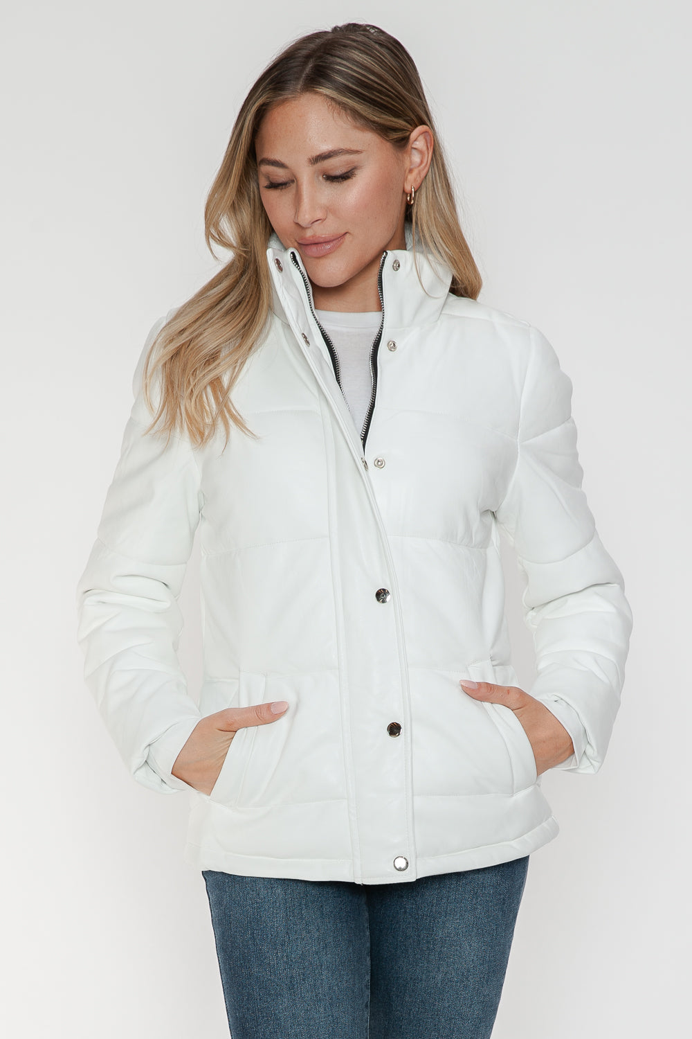 YMI Pocketed Zip Up Turtleneck Puffer Jacket-Angel Casuals