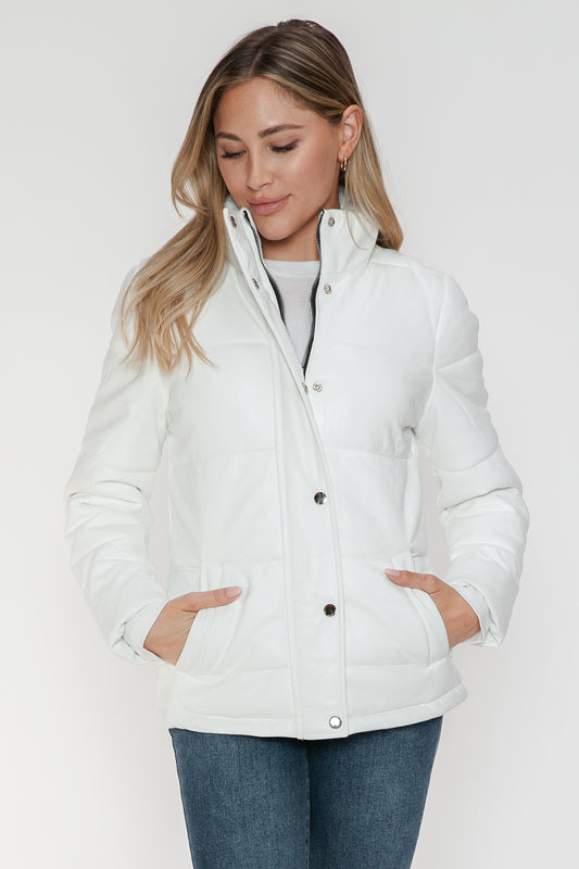 YMI Pocketed Zip Up Turtleneck Puffer Jacket-Angel Casuals