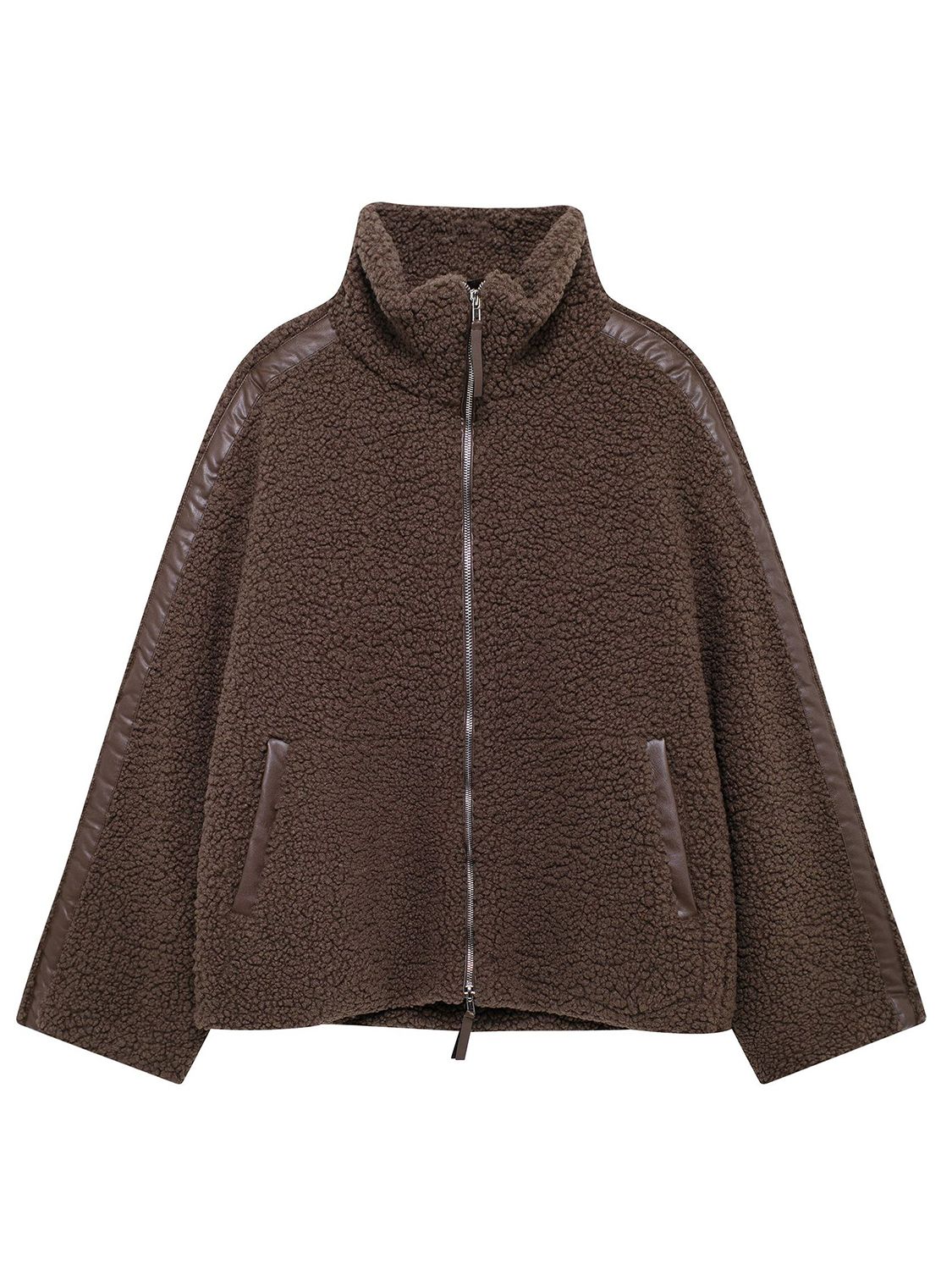 Zip Up Turtleneck Long Sleeve Plush Jacket-Angel Casuals