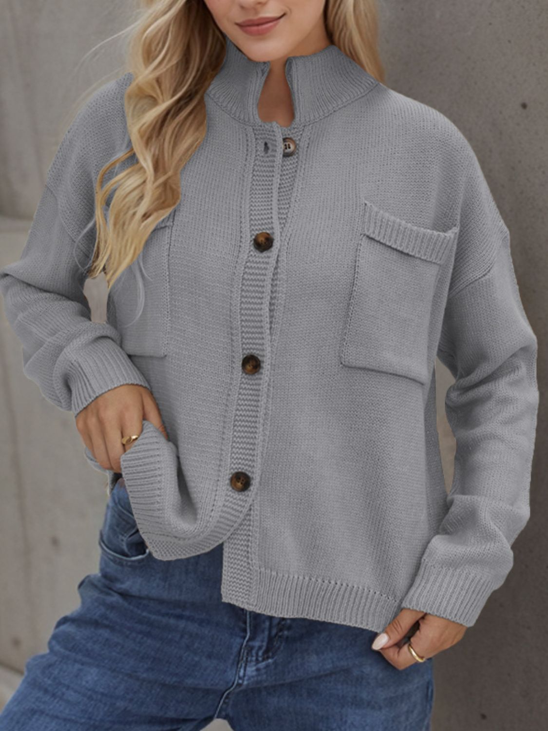 Button Up Long Sleeve Cardigan-Angel Casuals