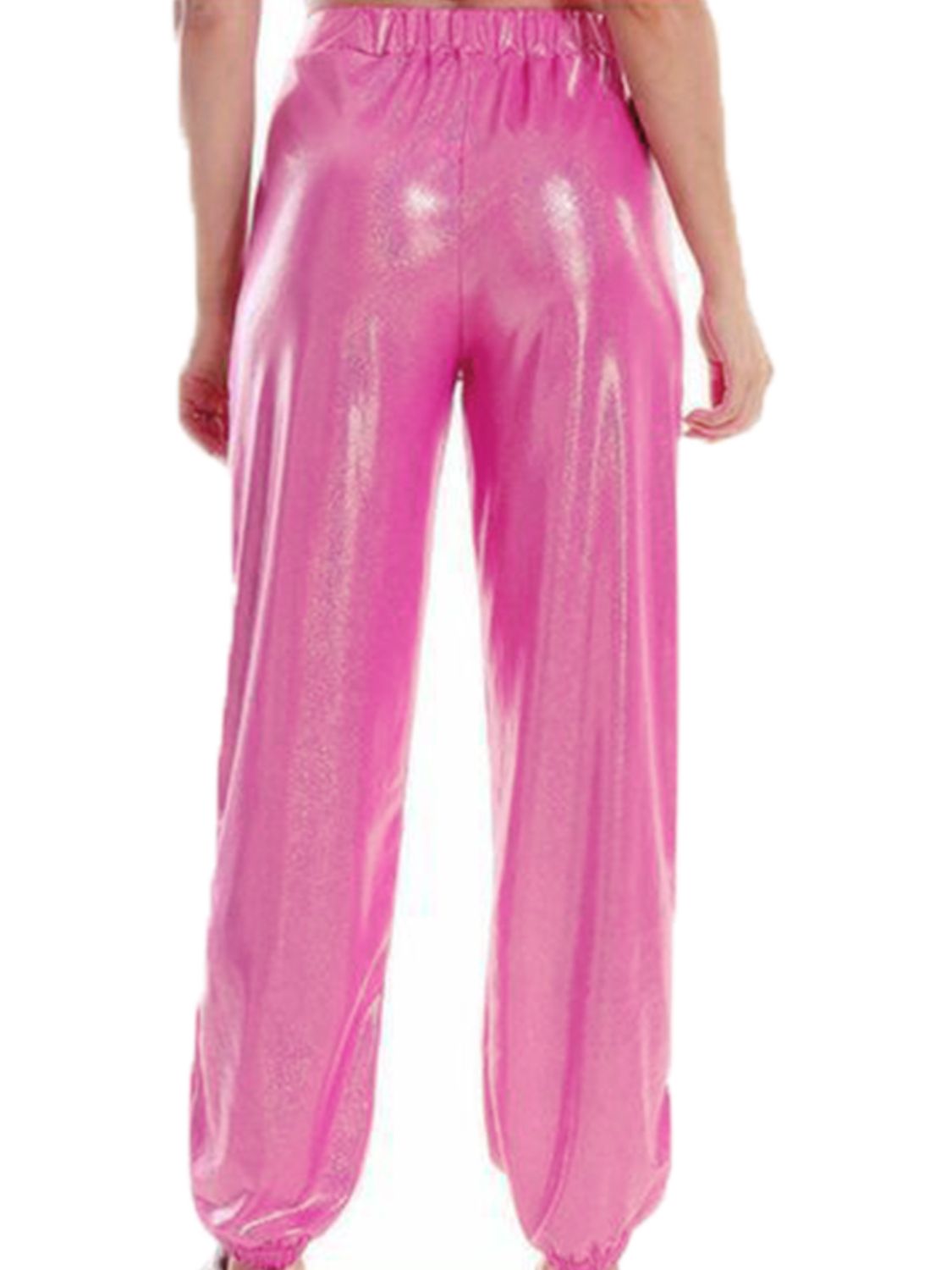 Glitter Elastic Waist Pants with Pockets-Angel Casuals