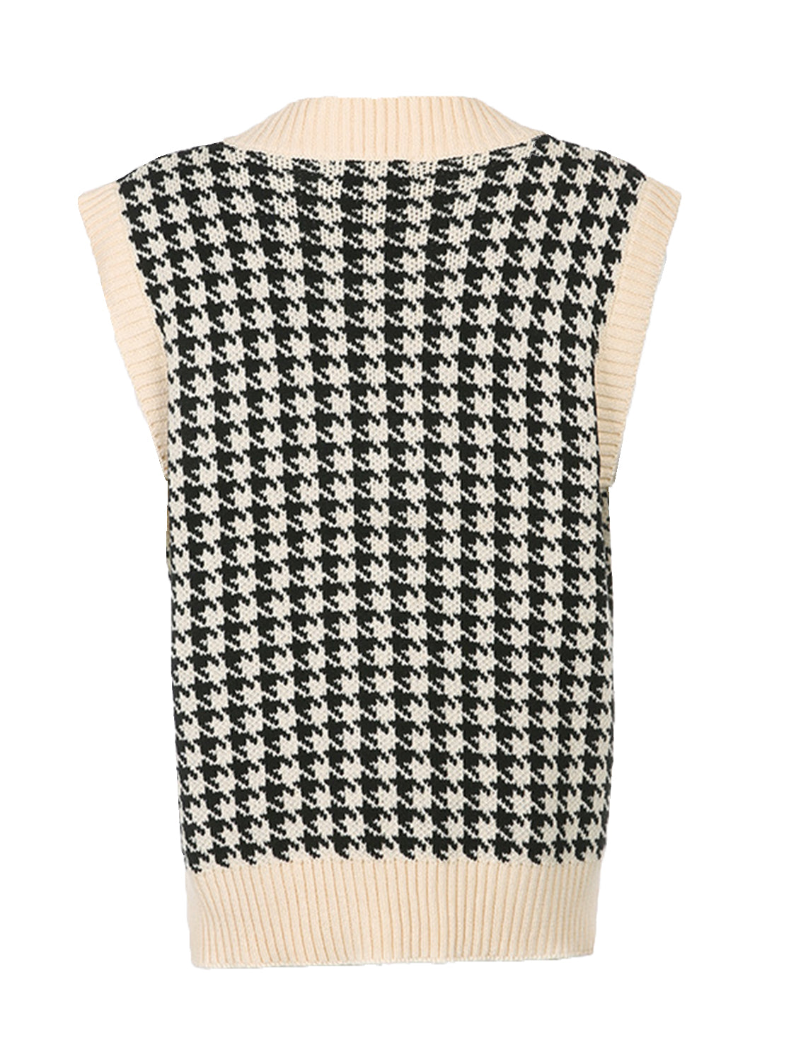Houndstooth V-Neck Sweater Vest-Angel Casuals