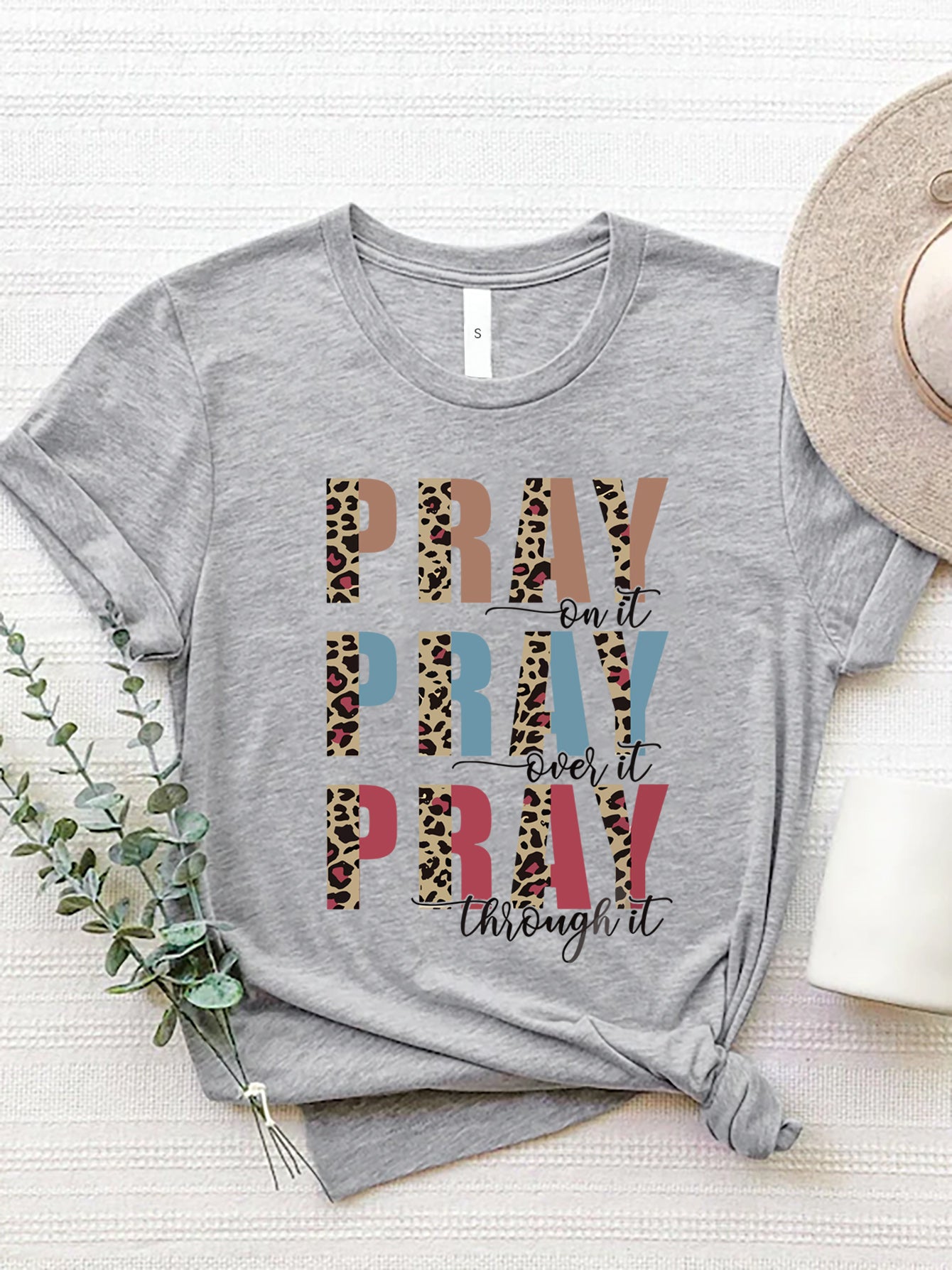 Letter Graphic Round Neck Short Sleeve T-Shirt-Angel Casuals