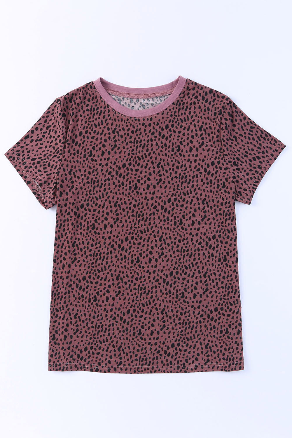 Animal Print Round Neck Short Sleeve T-Shirt-Angel Casuals