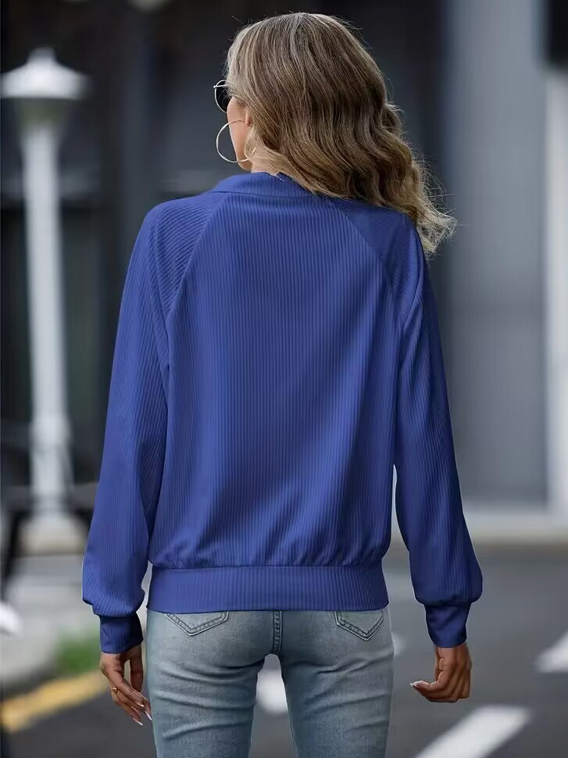 Zip Up Collared Neck Raglan Sleeve Jacket-Angel Casuals