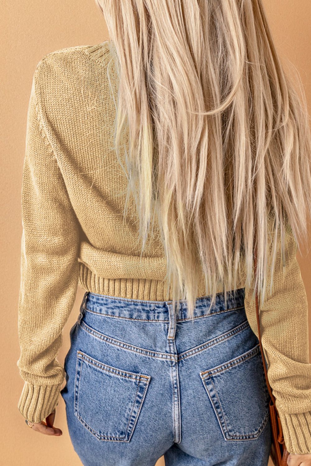 Cable-Knit Button Down V-Neck Cardigan-Angel Casuals