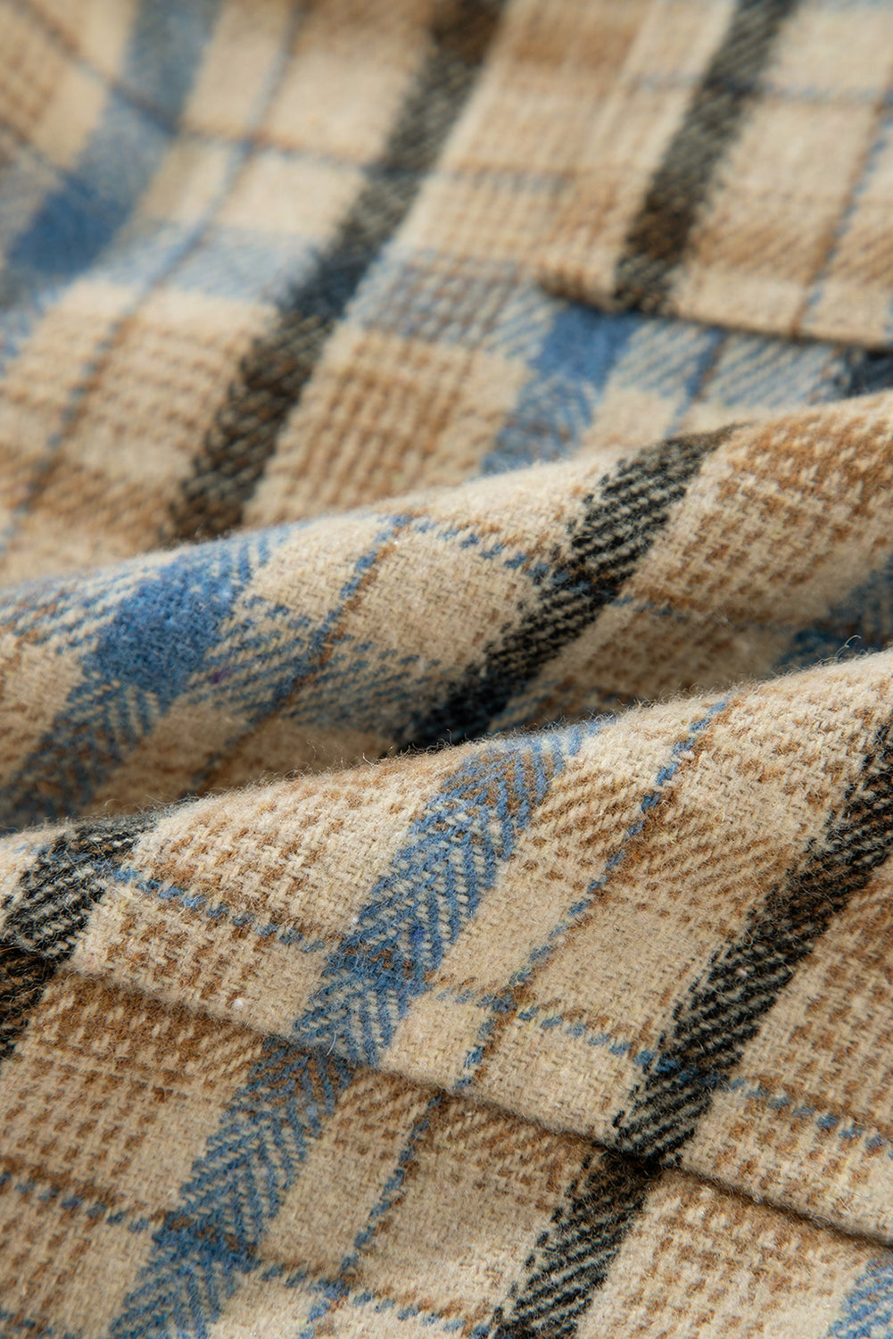 Drawstring Waffle Knit Patchwork Hooded Plaid Shacket-Angel Casuals