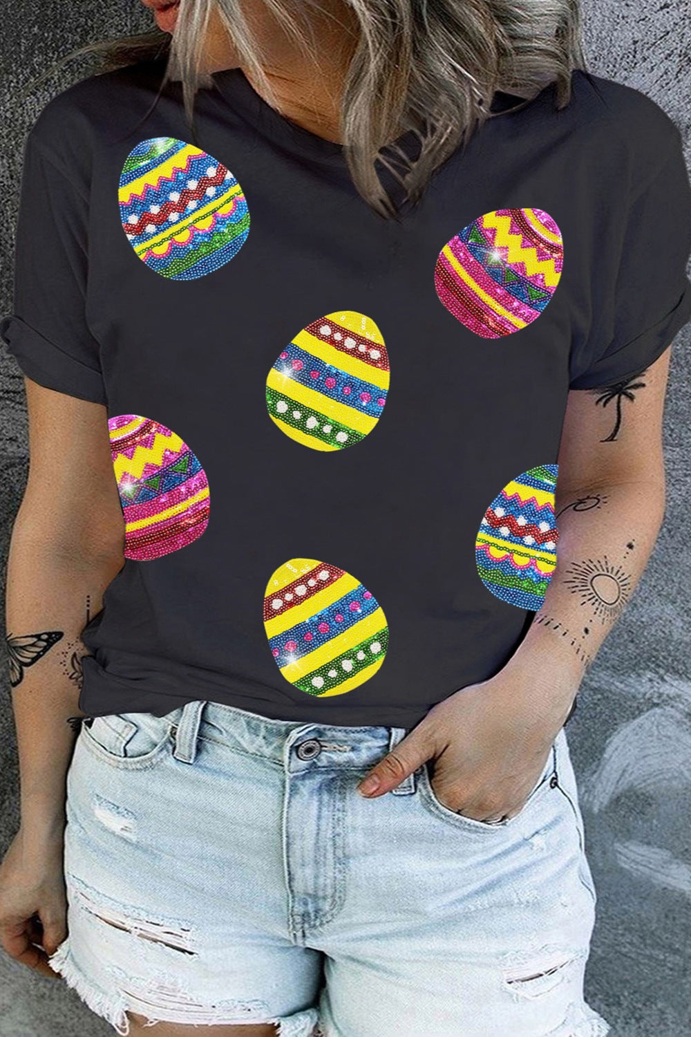 Plus Size Easter Round Neck Short Sleeve T-Shirt-Angel Casuals