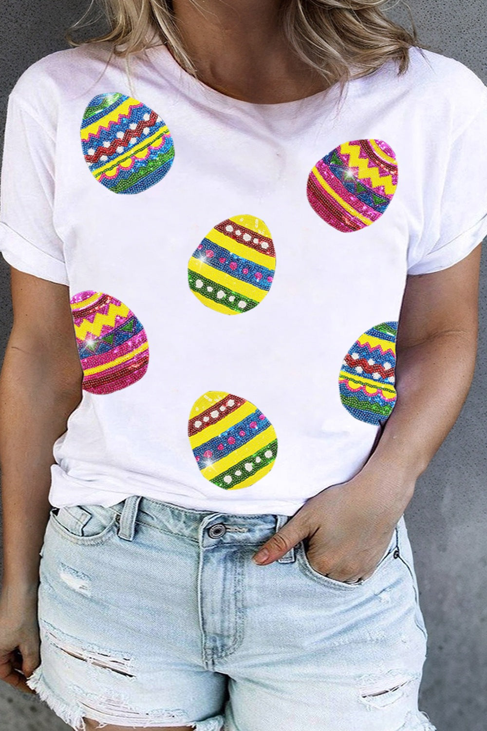 Plus Size Easter Round Neck Short Sleeve T-Shirt-Angel Casuals