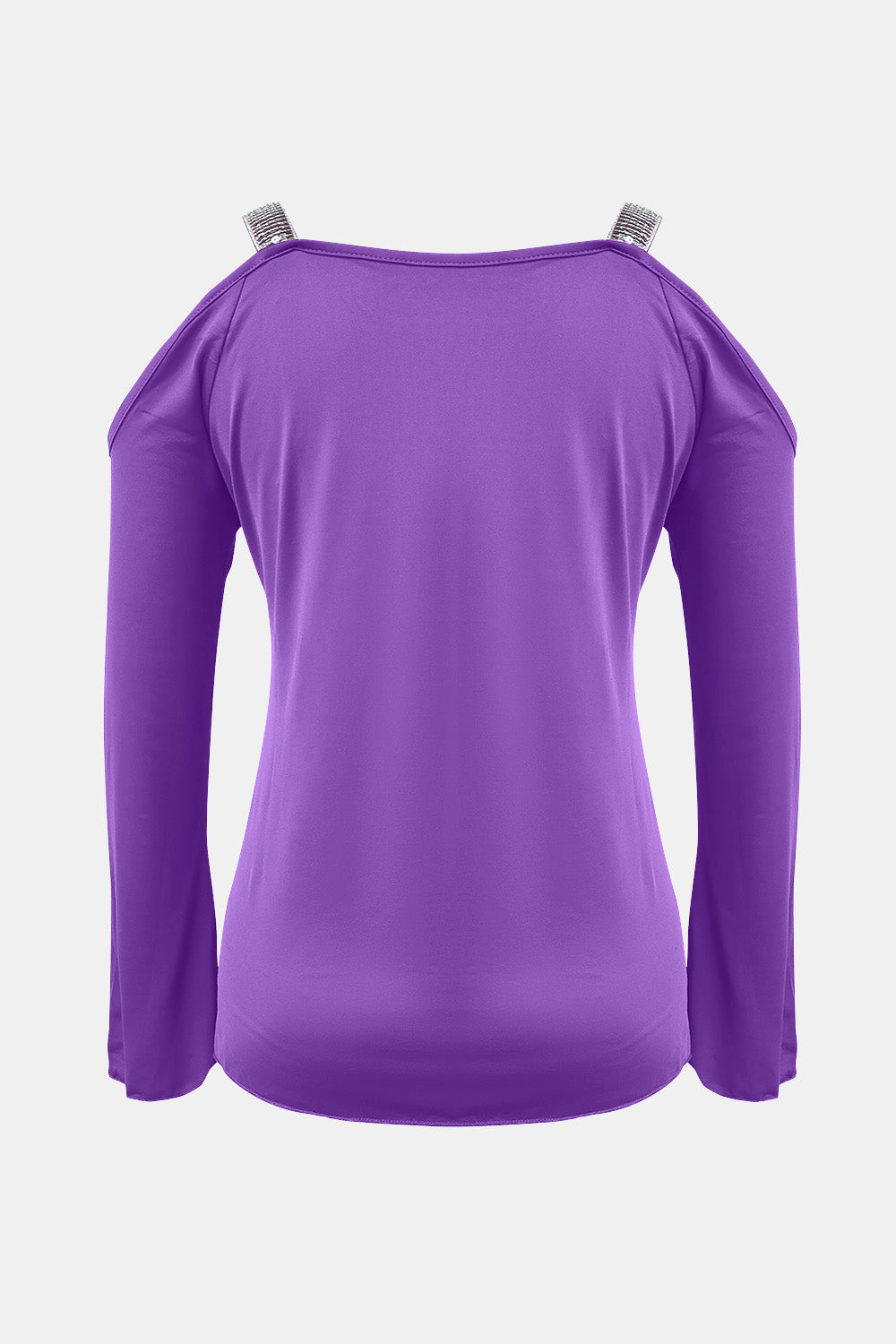 Sequin V-Neck Cold Shoulder Top-Angel Casuals
