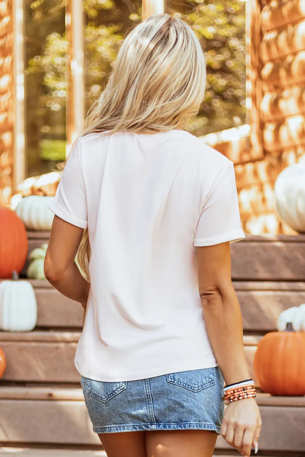 Pumpkin Round Neck Short Sleeve T-Shirt-Angel Casuals