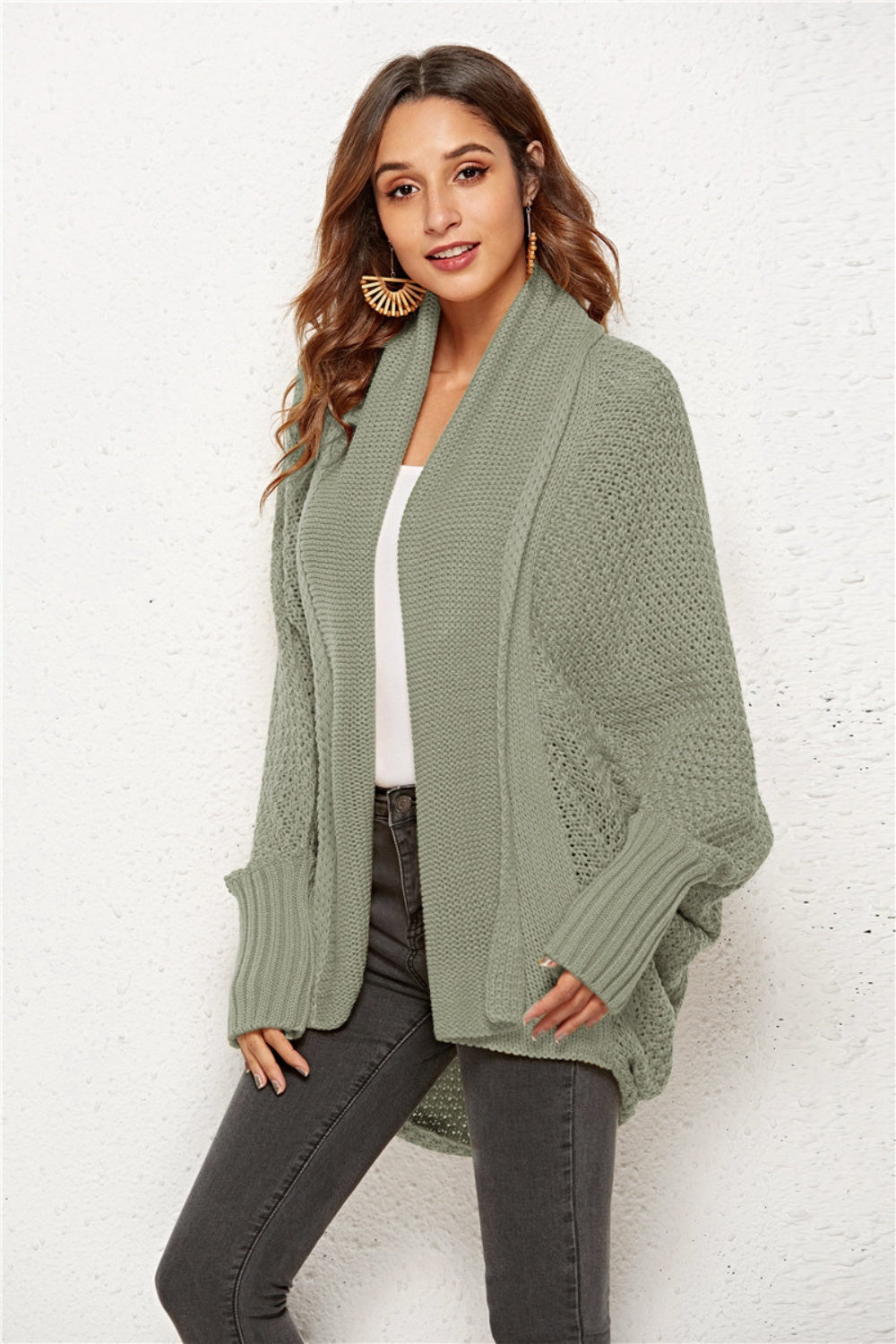Angel Wings Open Front Batwing Sleeve Cardigan-Angel Casuals