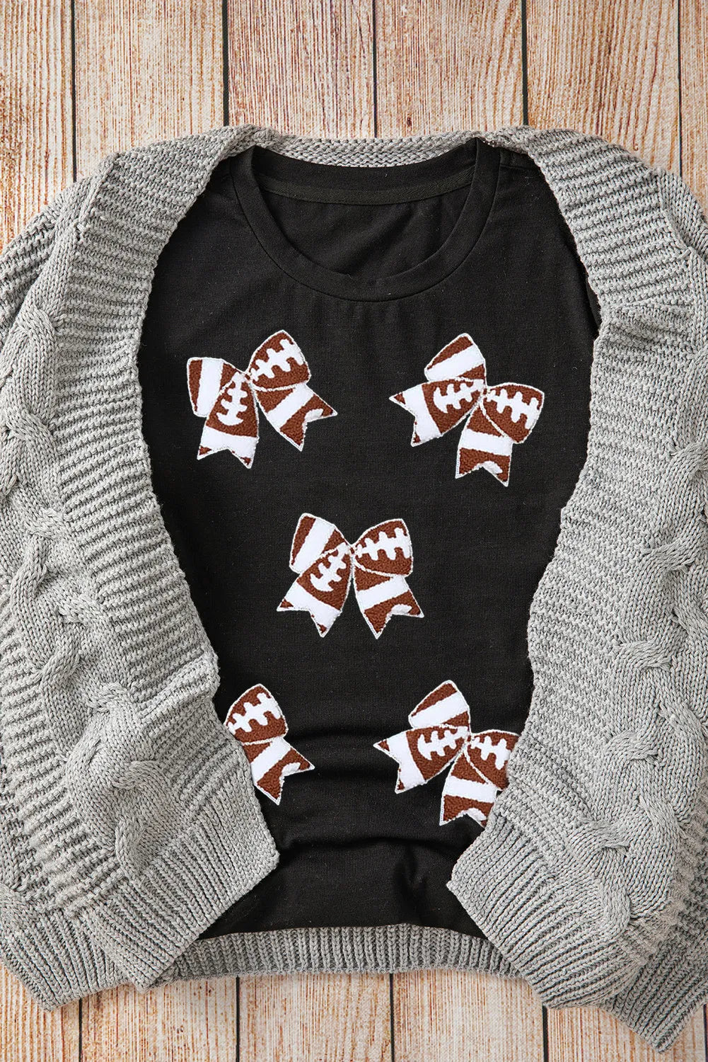 Bow Round Neck Short Sleeve T-Shirt-Angel Casuals