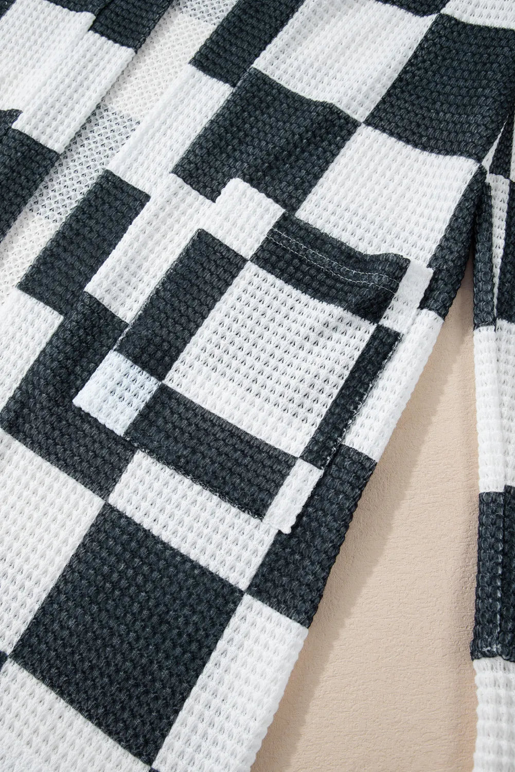 Checkered Open Front Long Sleeve Cover Up-Angel Casuals