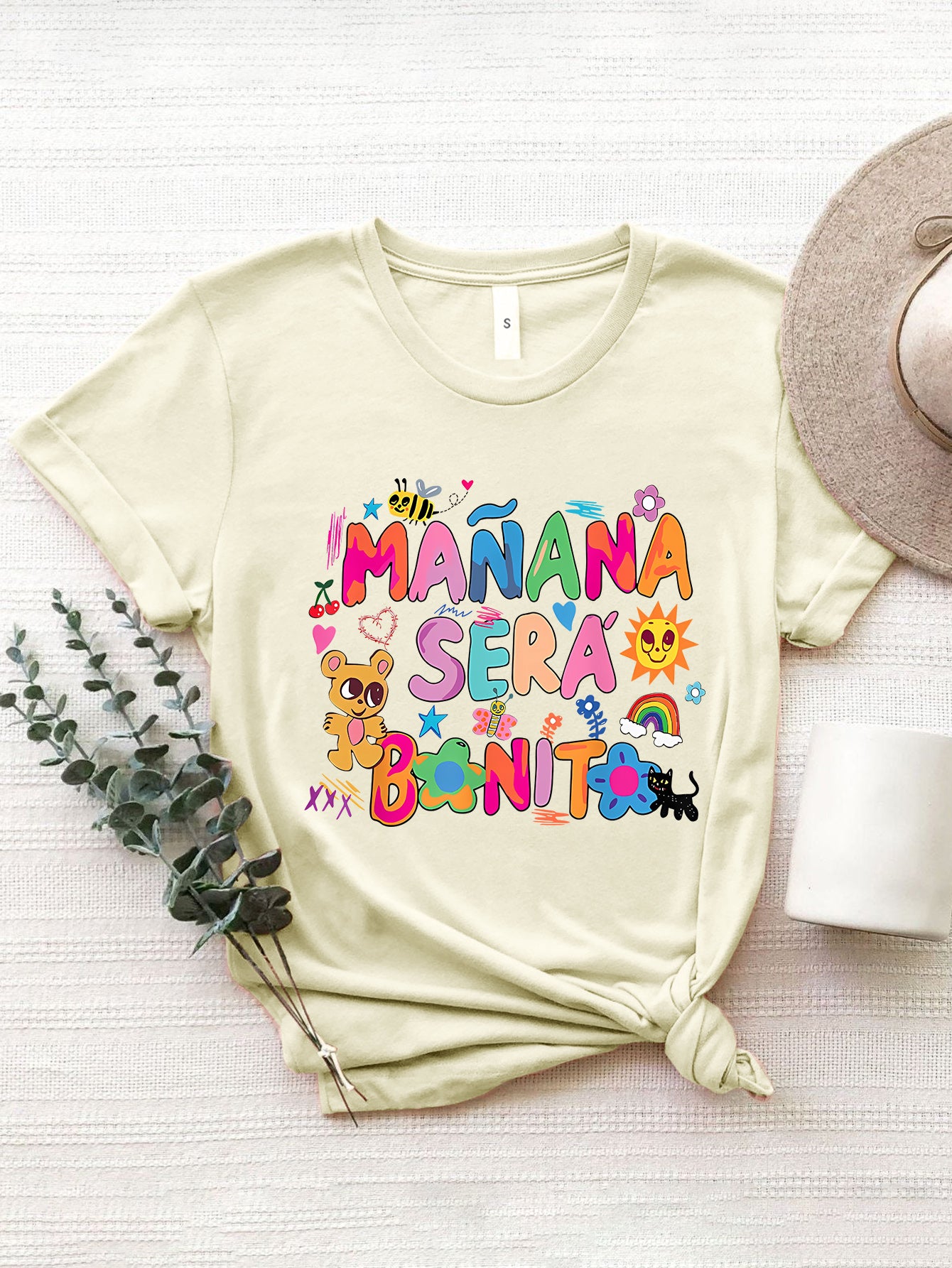 Letter Graphic Round Neck Short Sleeve T-Shirt-Angel Casuals