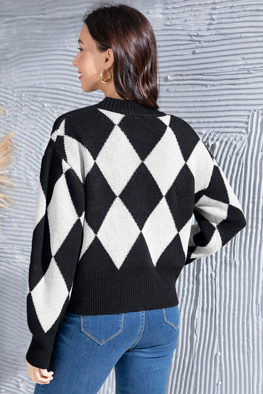 Geometric Button Up Dropped Shoulder Cardigan-Angel Casuals