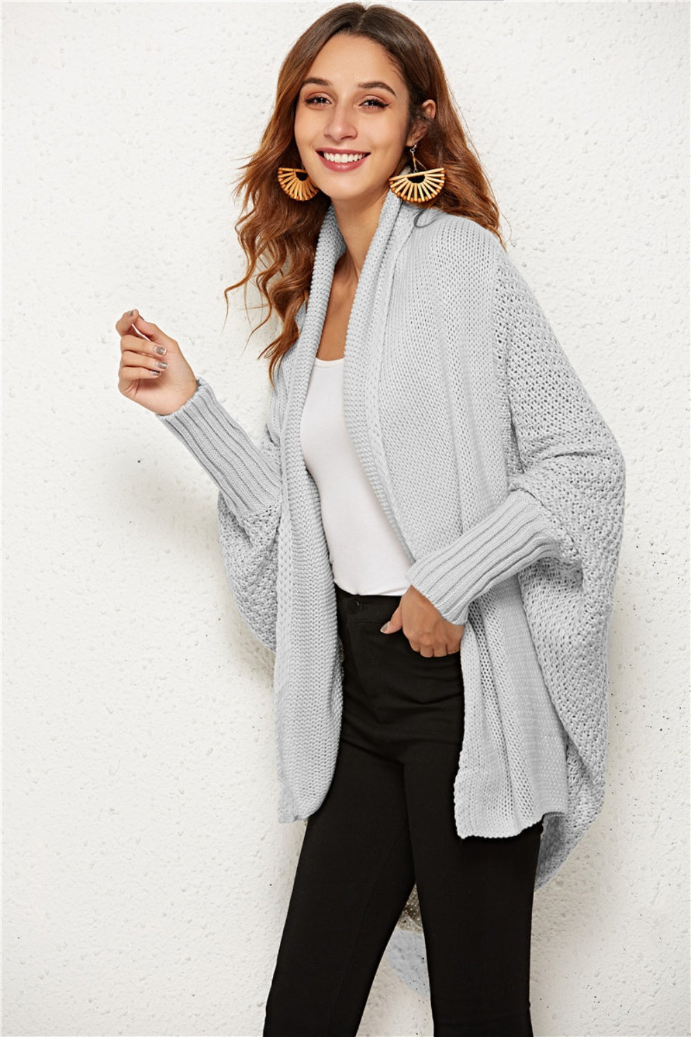 Angel Wings Open Front Batwing Sleeve Cardigan-Angel Casuals