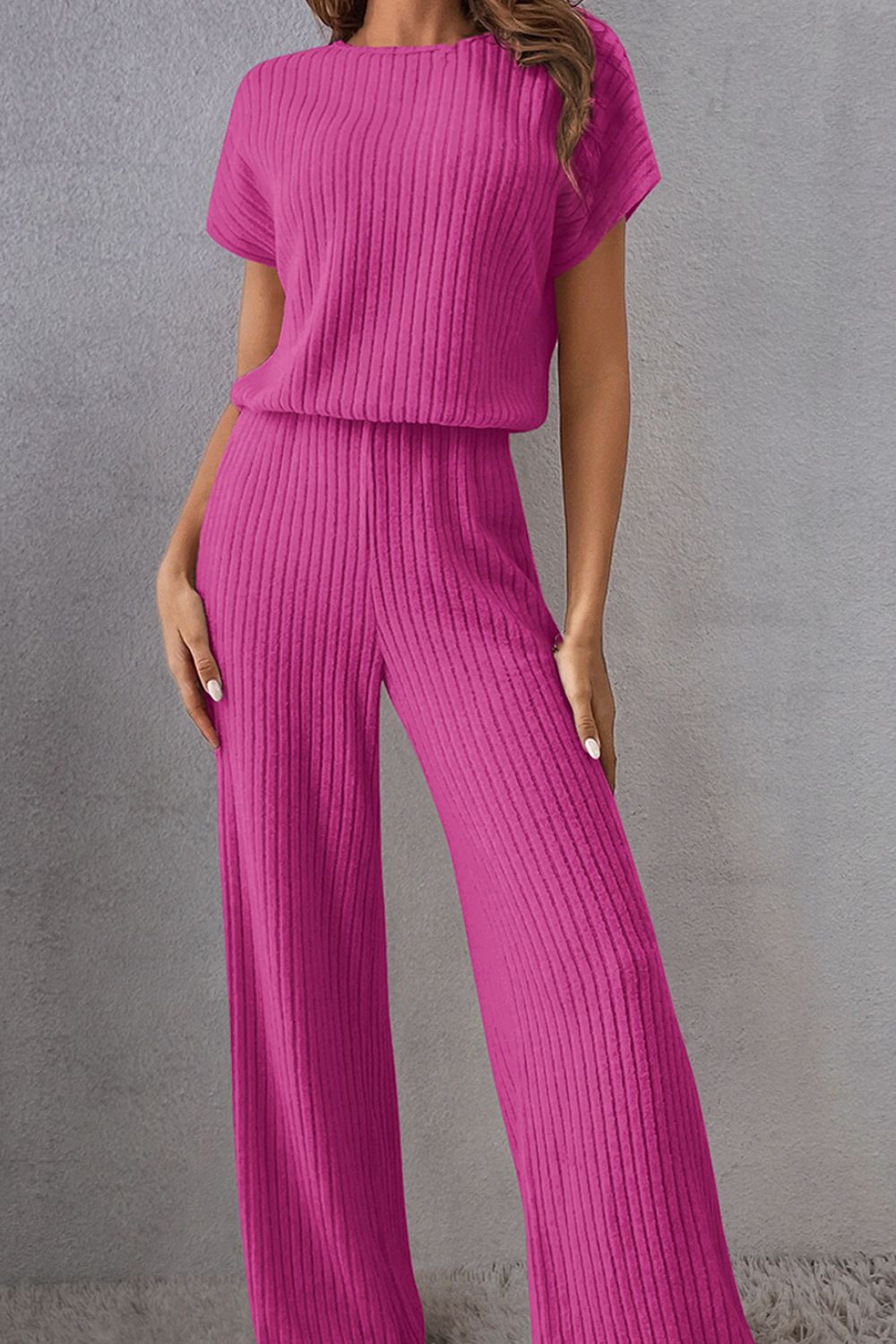 Round Neck Short Sleeve Jumpsuit-Angel Casuals