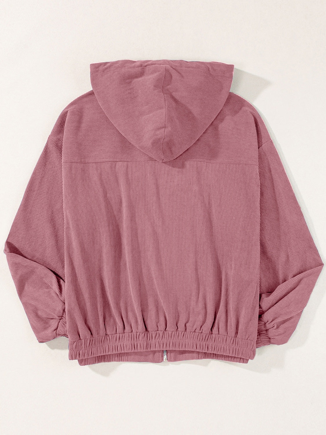 Drawstring Zip Up Long Sleeve Hooded Jacket-Angel Casuals