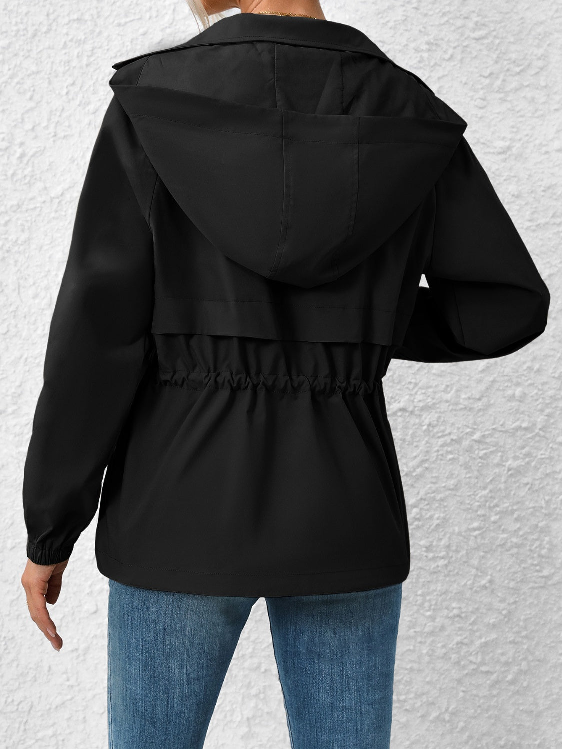 Ivy Lane Drawstring Zip Up Hooded Jacket-Angel Casuals