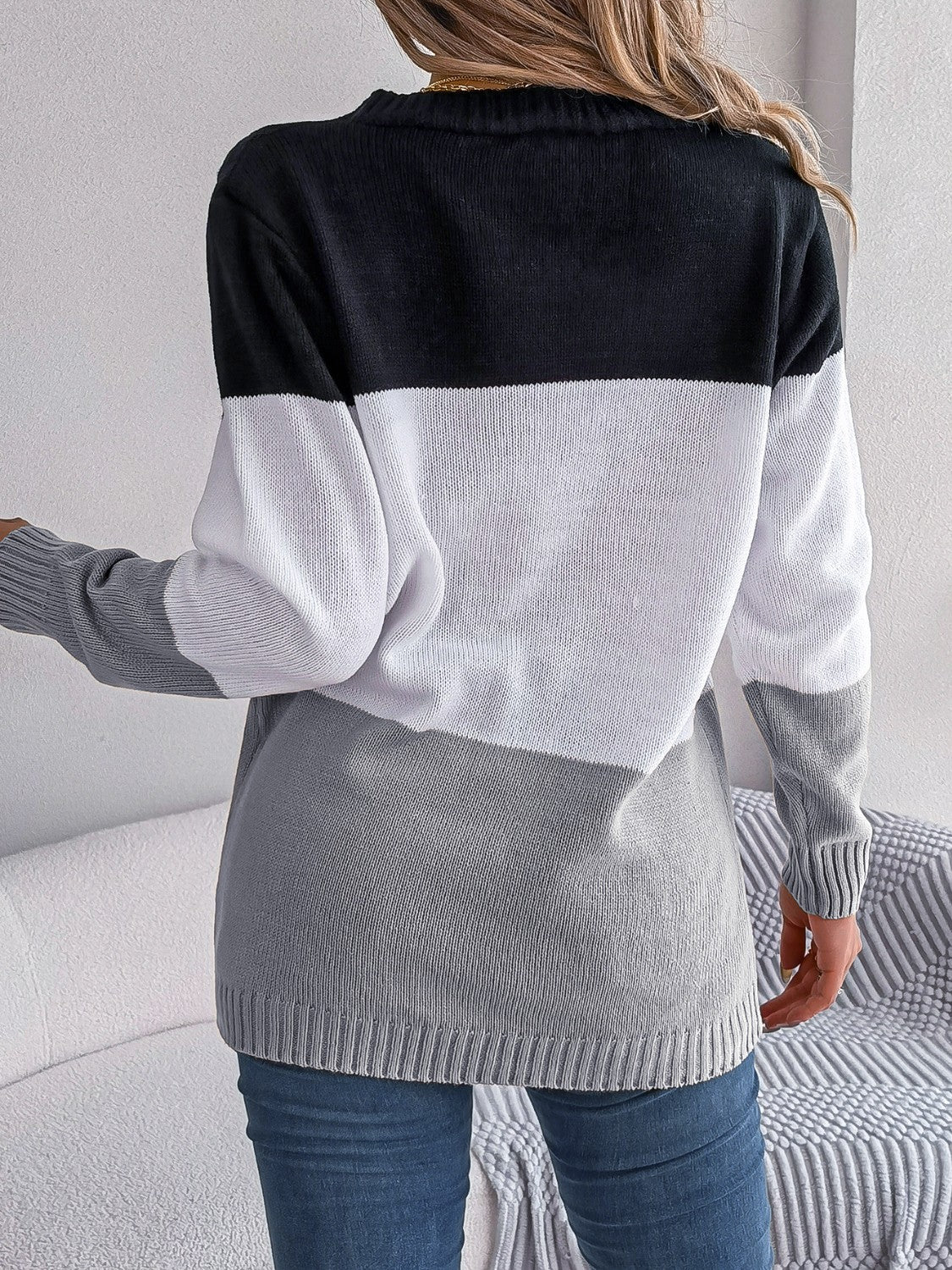 Cable-Knit Striped Button Up Cardigan-Angel Casuals