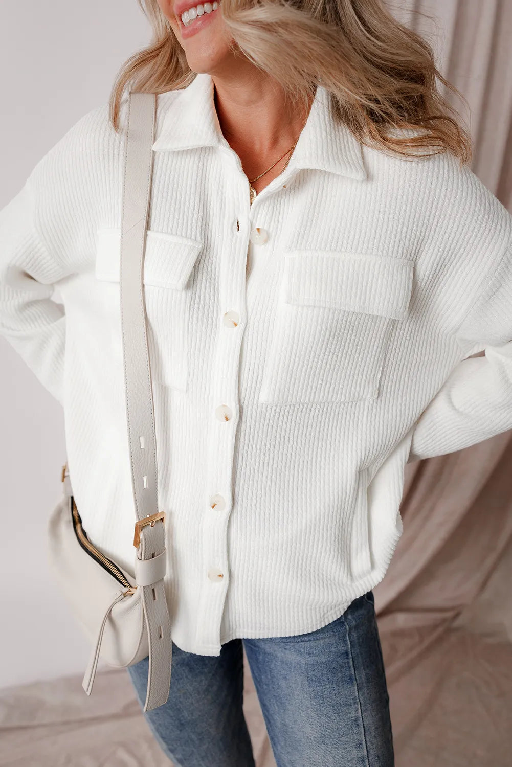 Button Up Long Sleeve Shacket-Angel Casuals