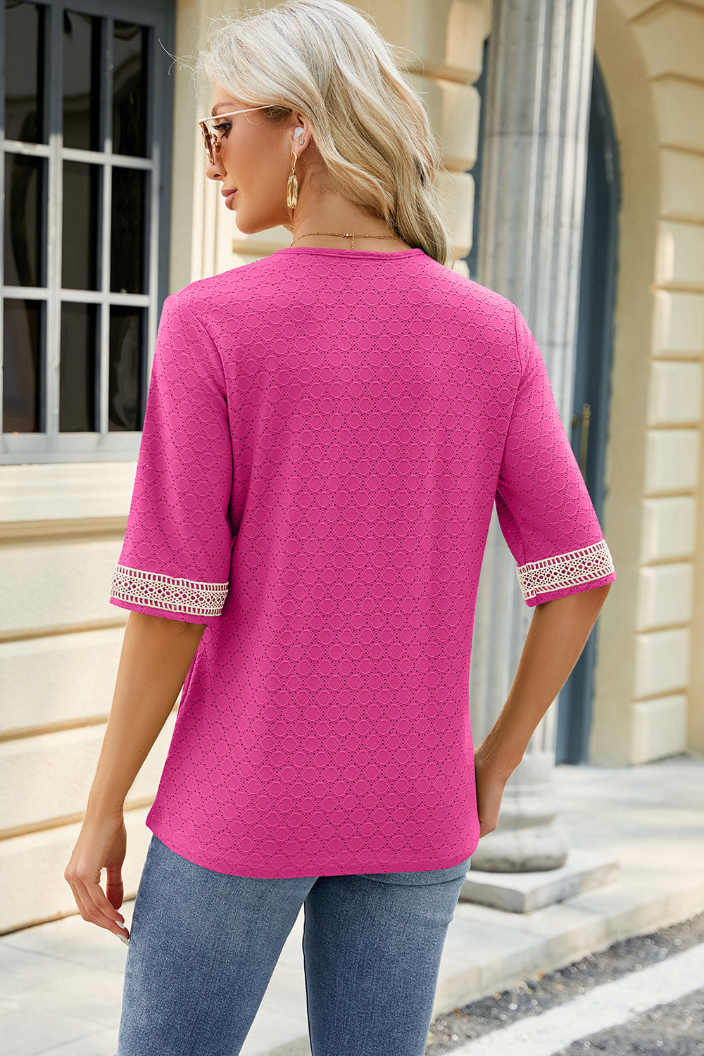 V-Neck Half Sleeve T-Shirt-Angel Casuals