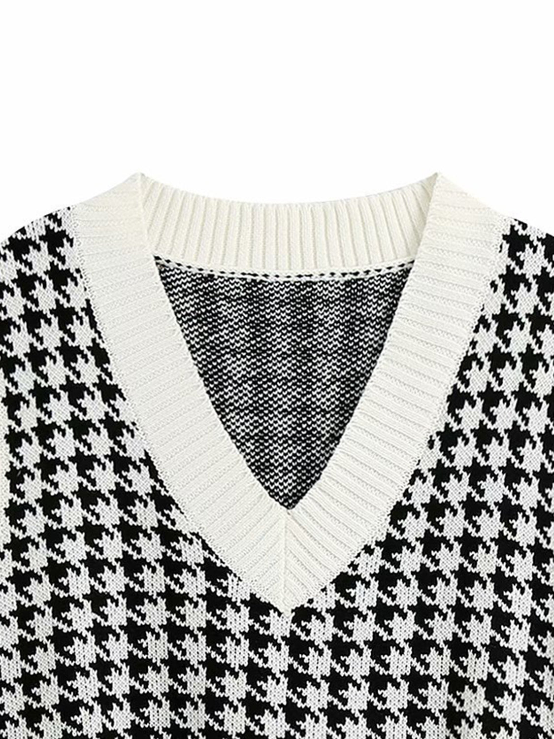 Houndstooth V-Neck Sweater Vest-Angel Casuals