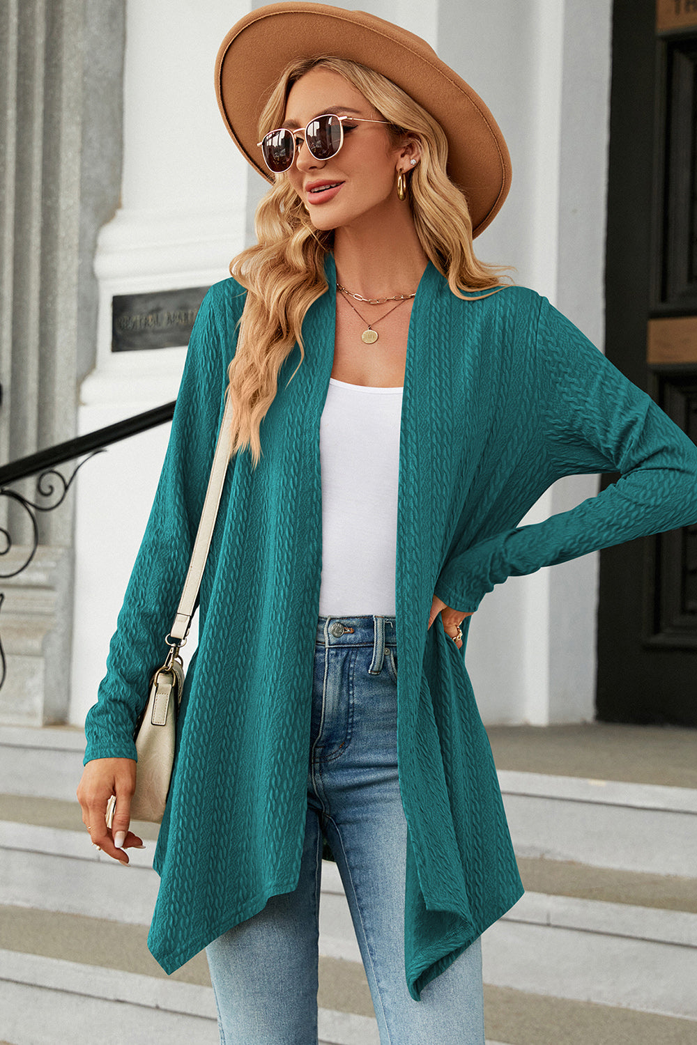 Open Front Long Sleeve Cardigan-Angel Casuals
