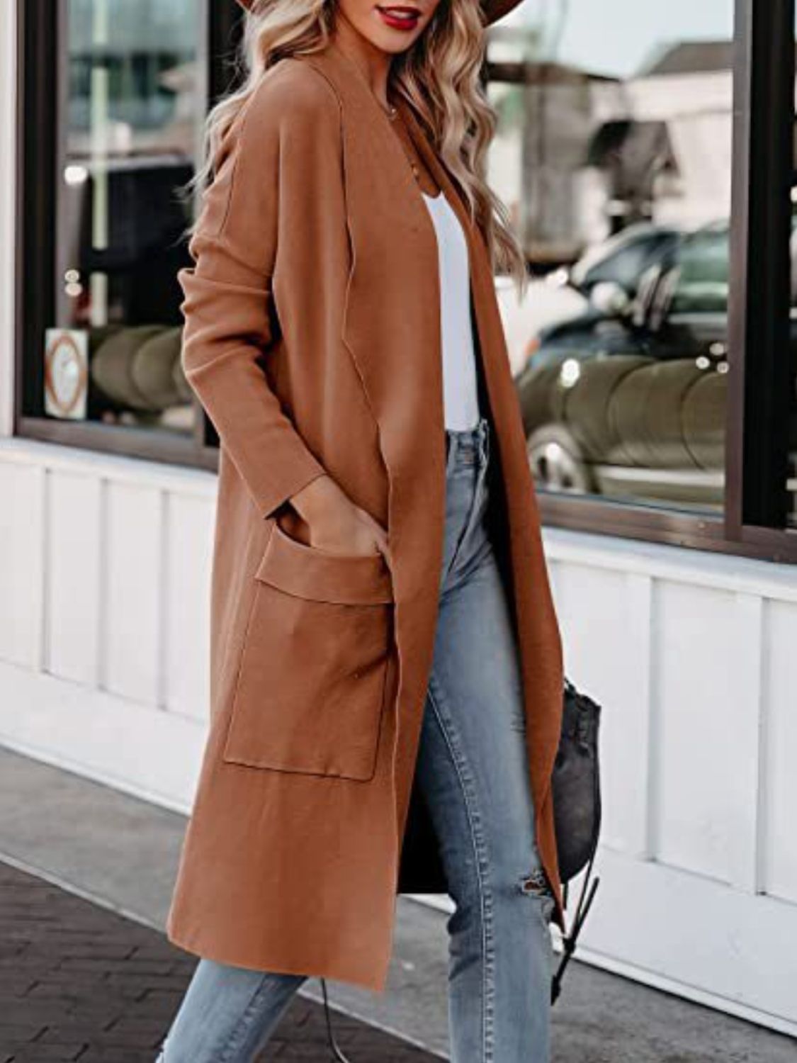 Open Front Dropped Shoulder Outerwear-Angel Casuals