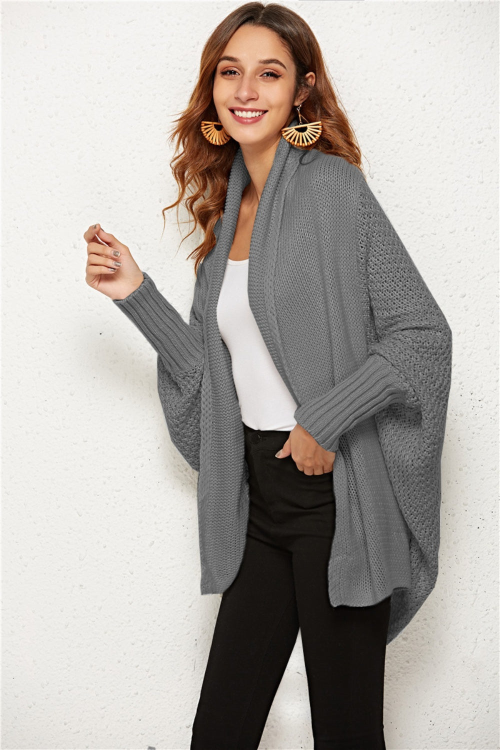 Angel Wings Open Front Batwing Sleeve Cardigan-Angel Casuals