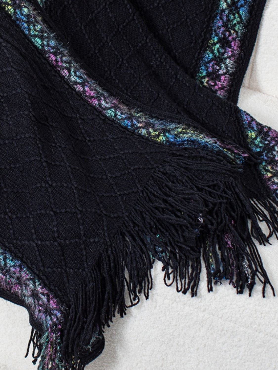 Fringe Half Sleeve Hooded Poncho-Angel Casuals