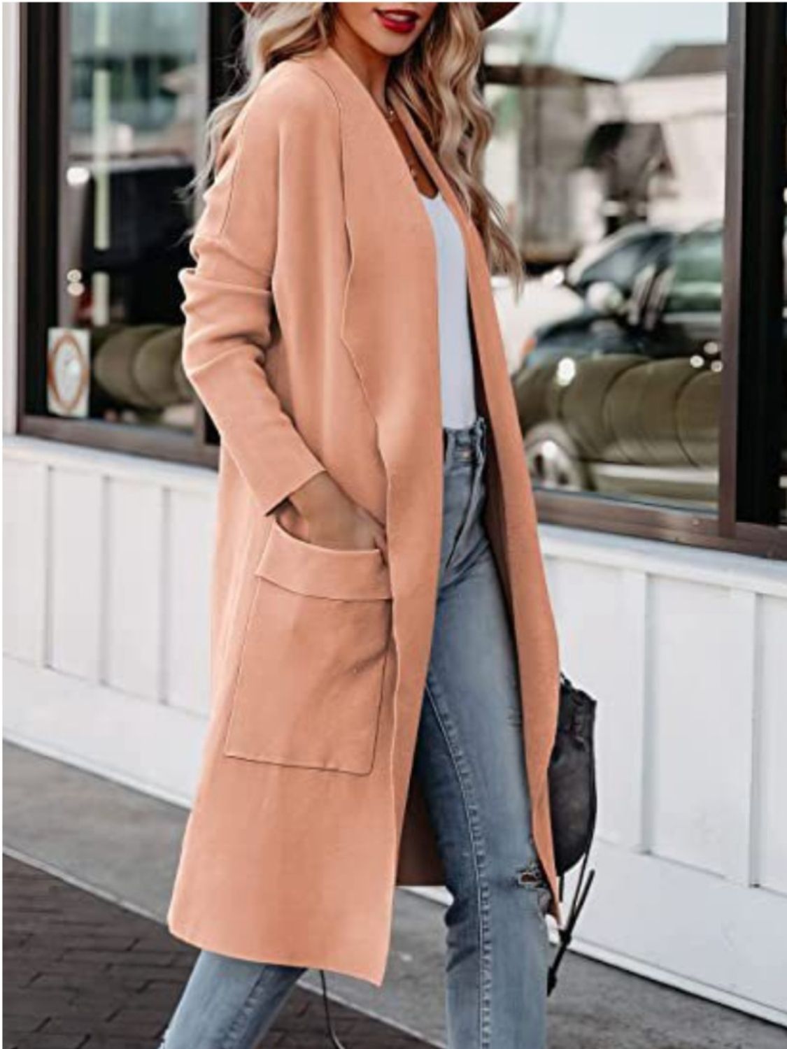 Open Front Dropped Shoulder Outerwear-Angel Casuals