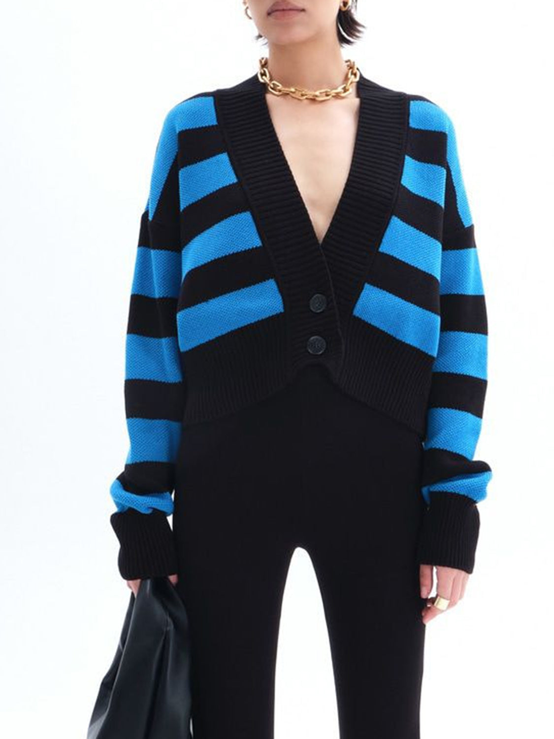 Striped Button Down Drop Shoulder Cardigan-Angel Casuals