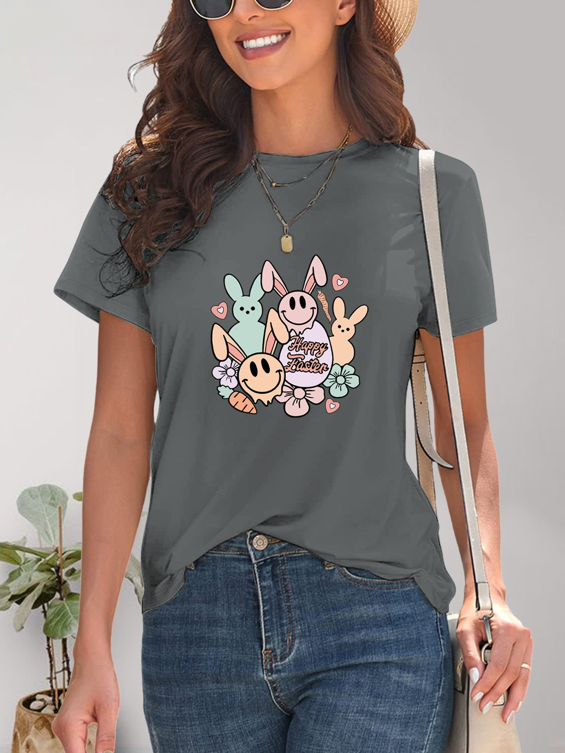 Graphic Round Neck Short Sleeve T-Shirt-Angel Casuals
