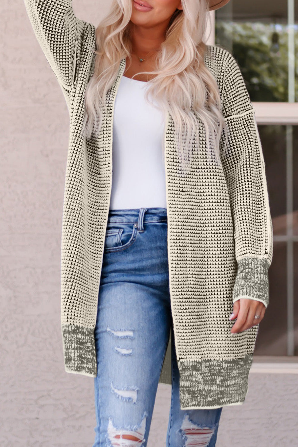 Woven Right Heathered Open Front Longline Cardigan-Angel Casuals