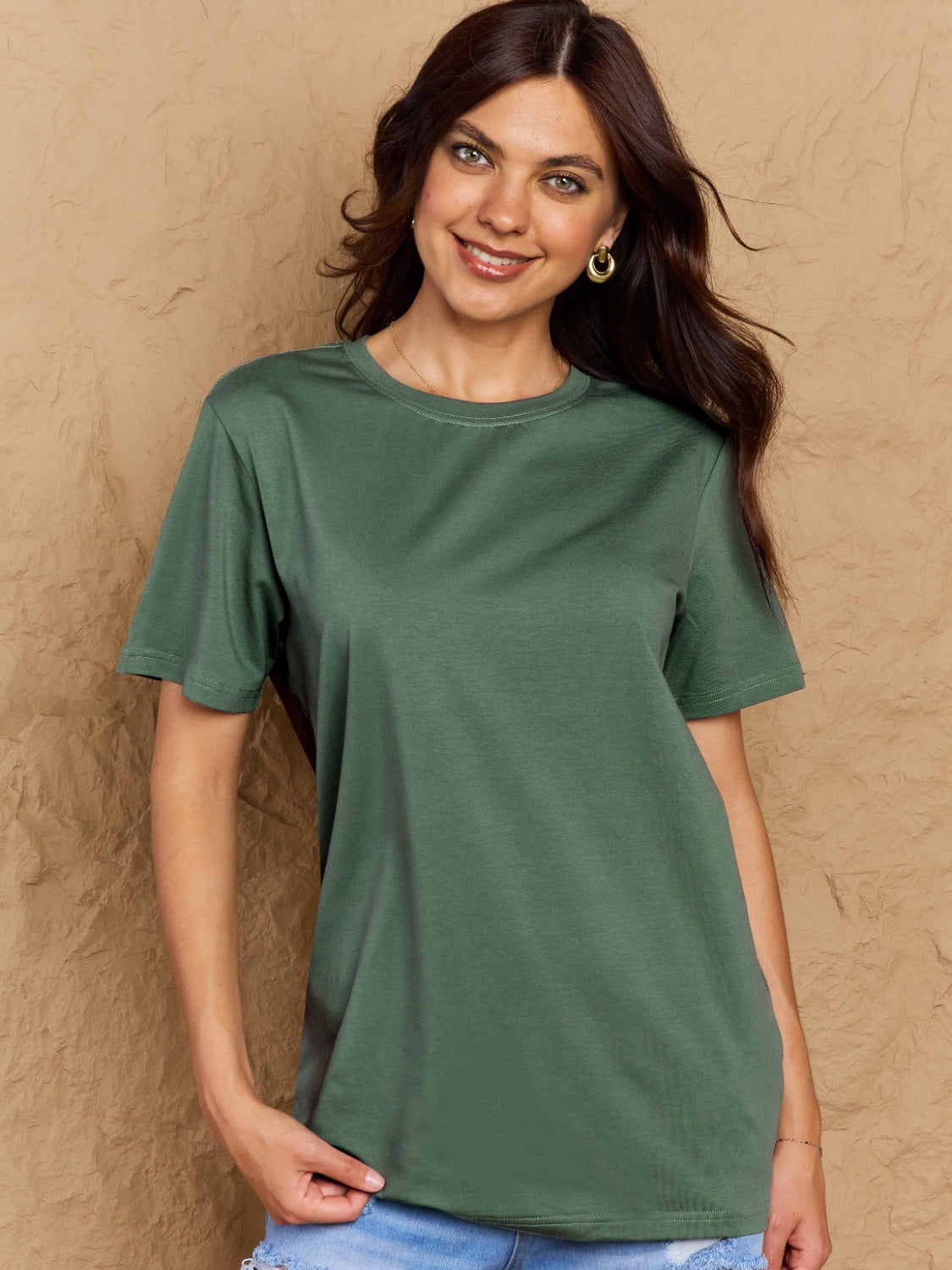 Full Size Round Neck Short Sleeve T-Shirt-Angel Casuals