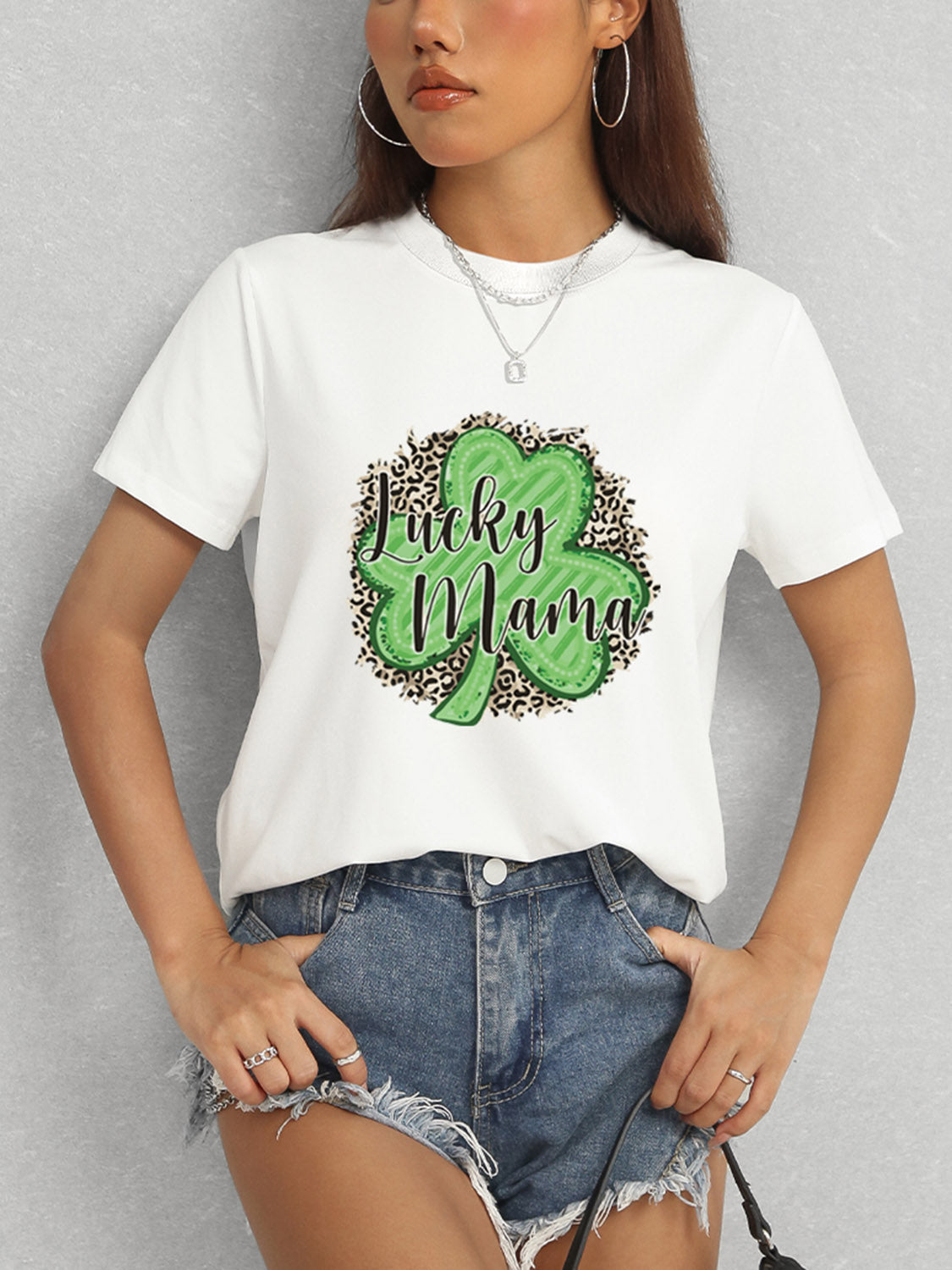 LUCKY MAMA Round Neck T-Shirt-Angel Casuals
