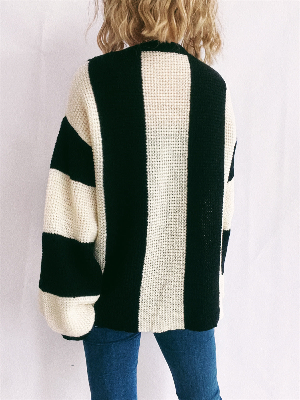 Color Block Round Neck Long Sleeve Sweater-Angel Casuals