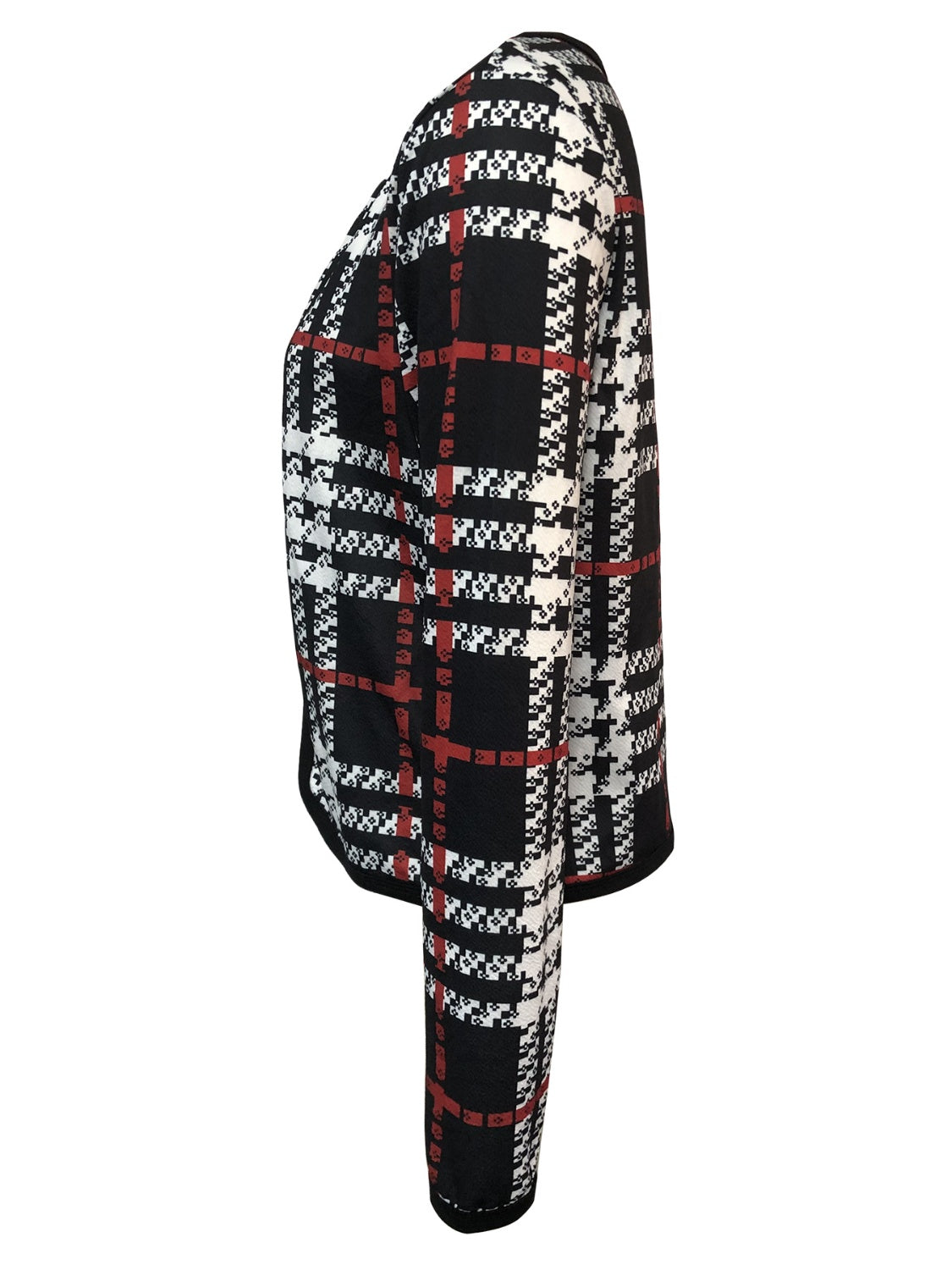 Plaid Open Front Long Sleeve Jacket-Angel Casuals