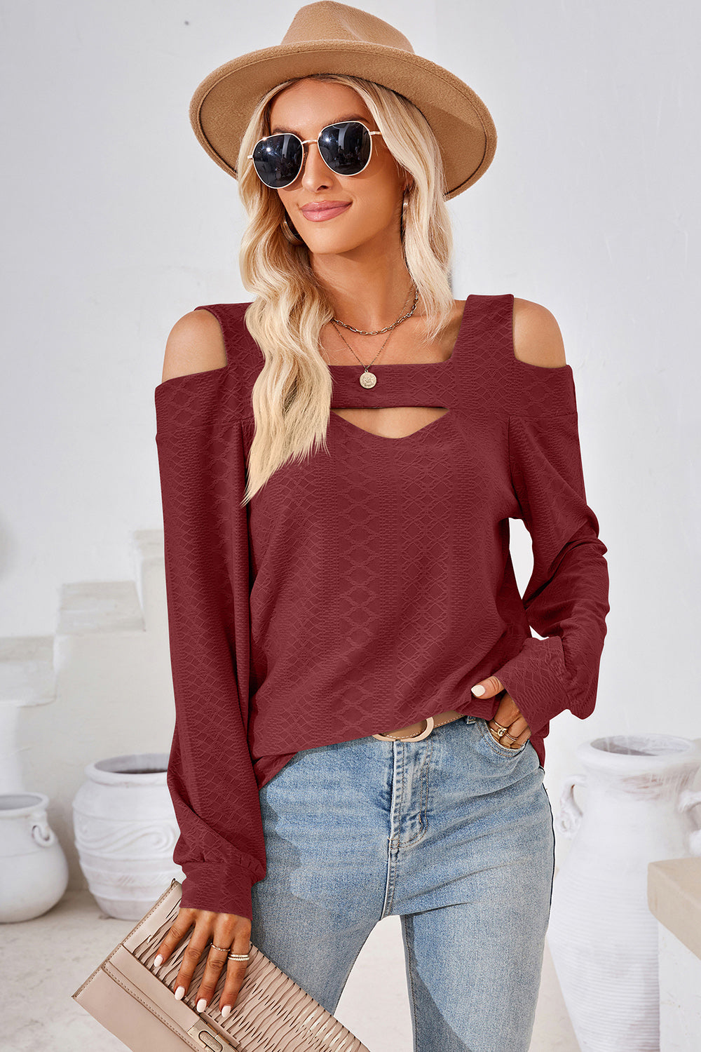 Cutout Square Neck Cold Shoulder T-Shirt-Angel Casuals