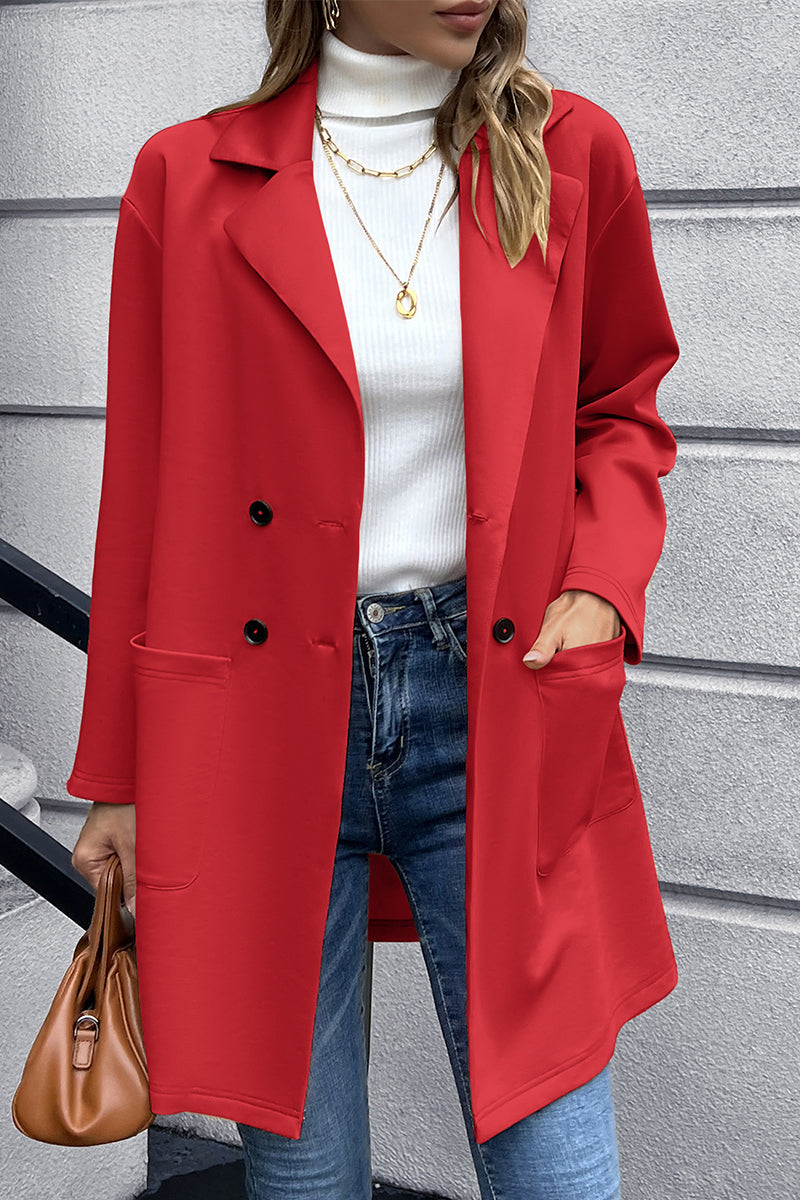 Lapel Collar Long Sleeve Blazer-Angel Casuals