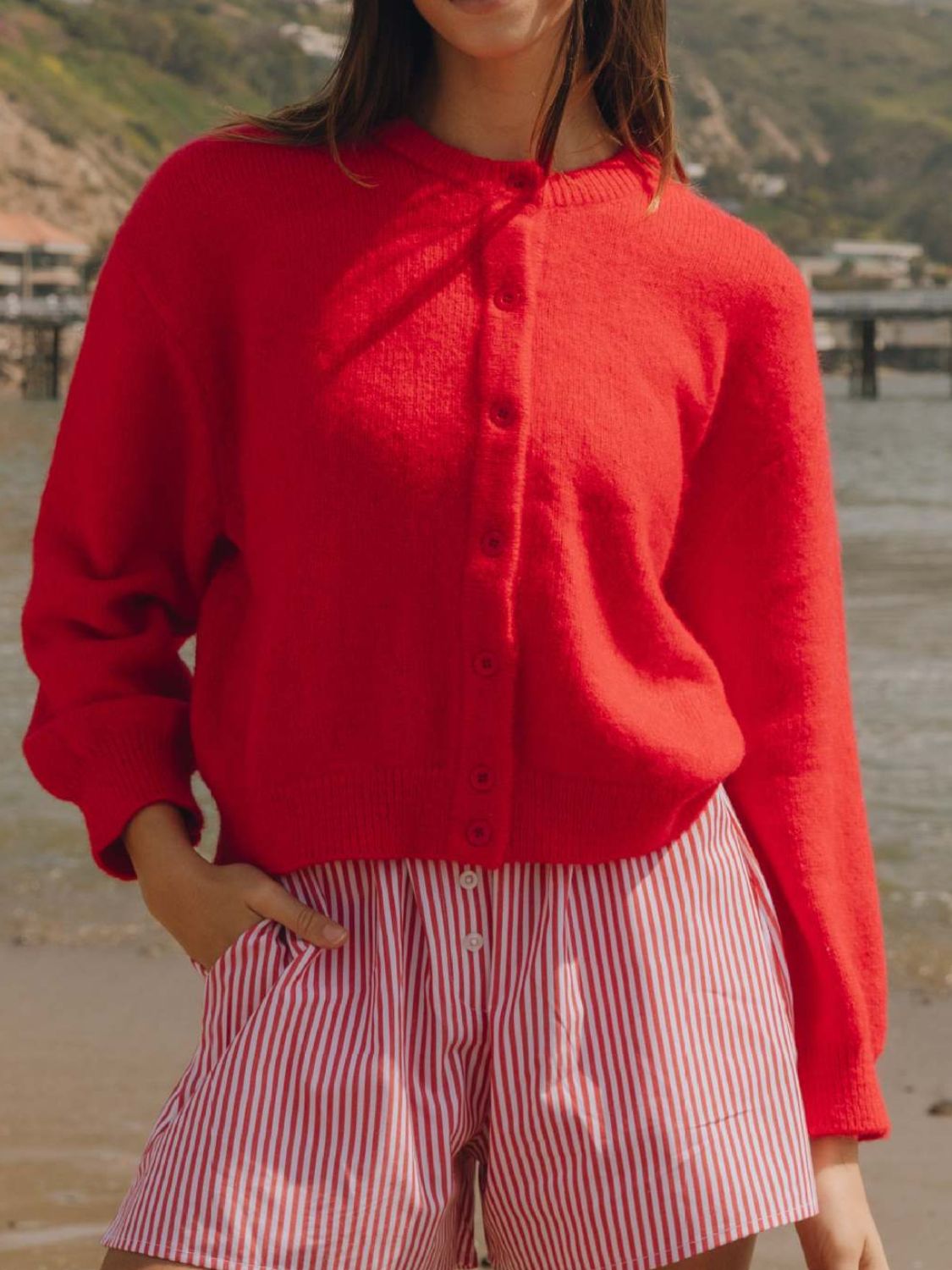 Button Down Long Sleeve Cardigan-Angel Casuals