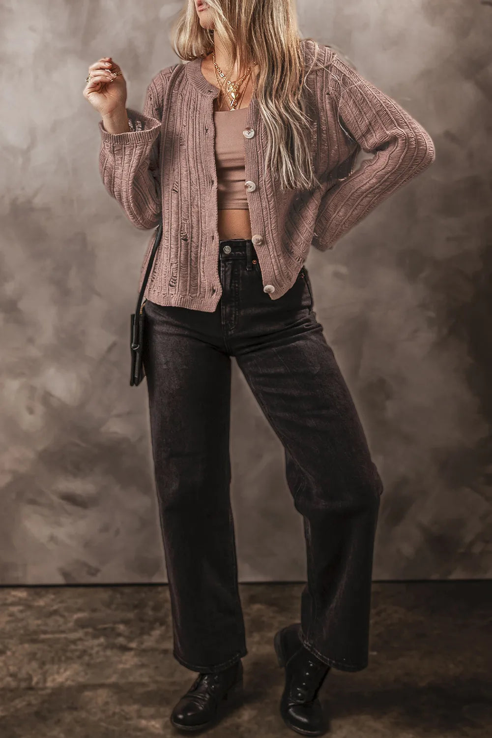 Button Up Long Sleeve Cardigan-Angel Casuals