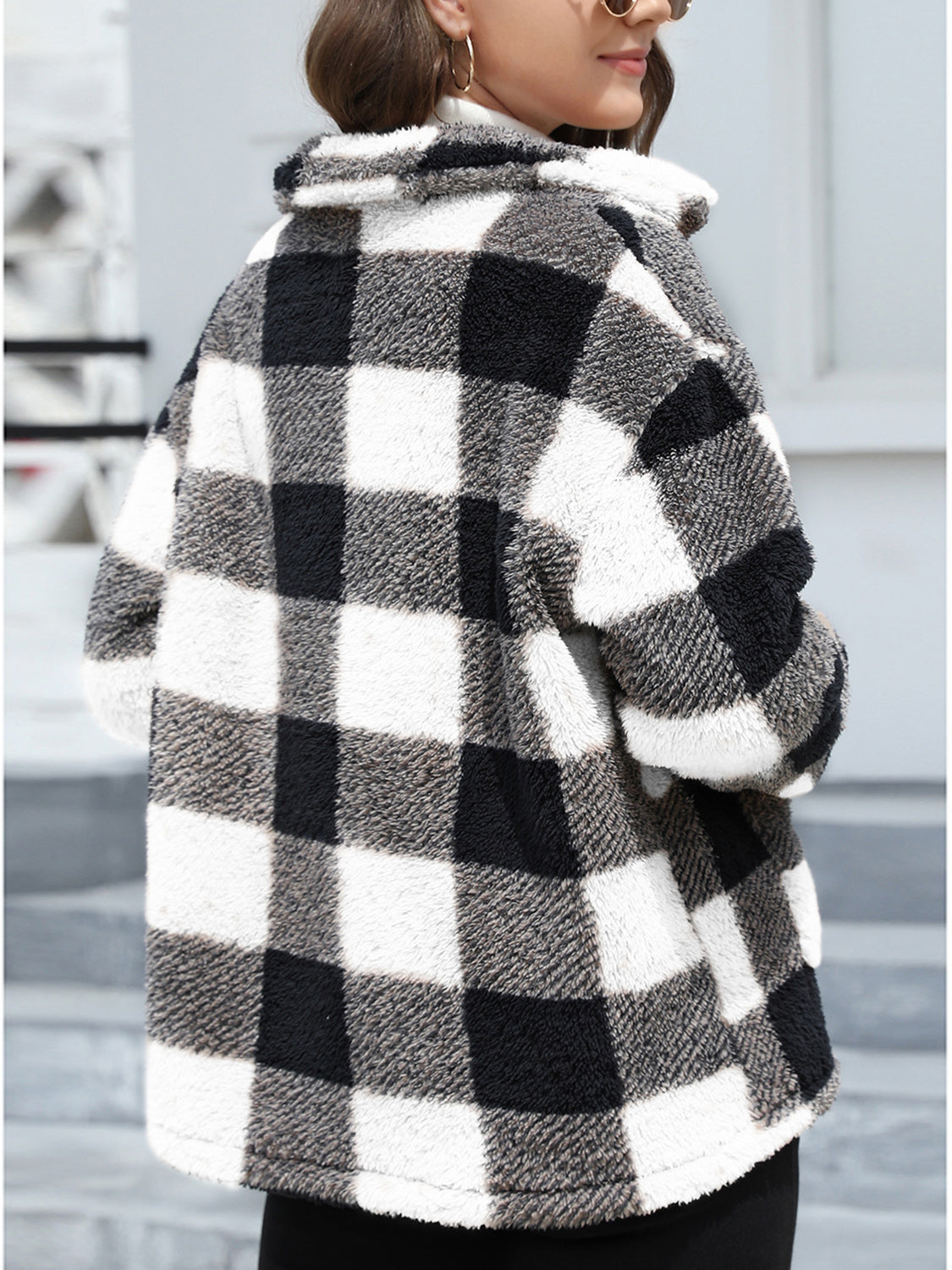 Button Up Drop Shoulder Fuzzy Jacket-Angel Casuals