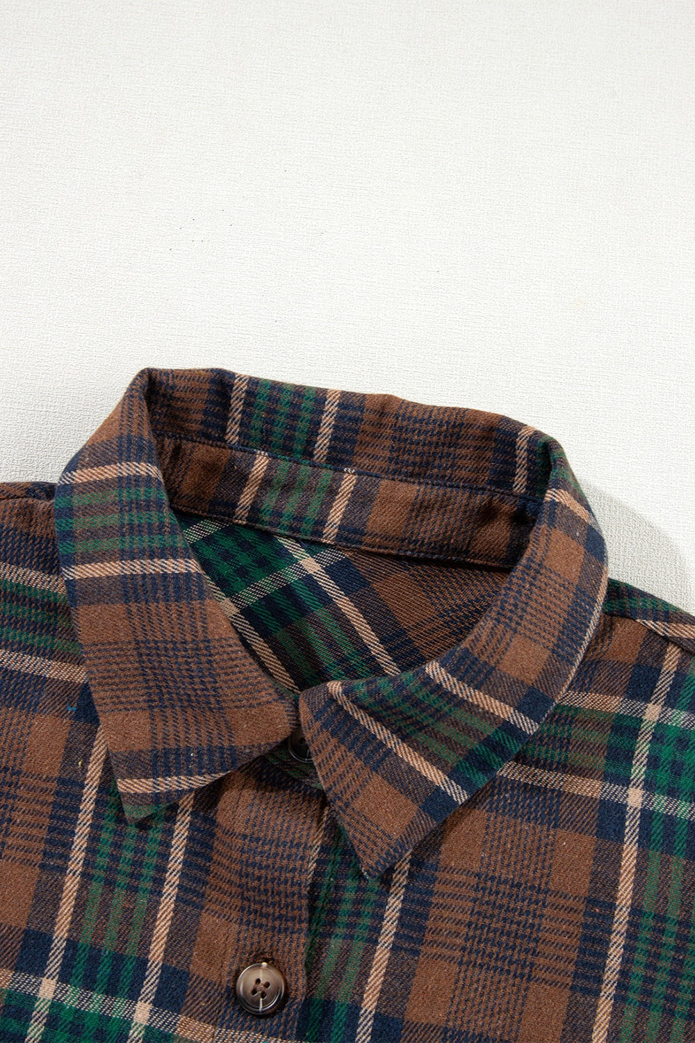Plaid Button Up Long Sleeve Jacket-Angel Casuals