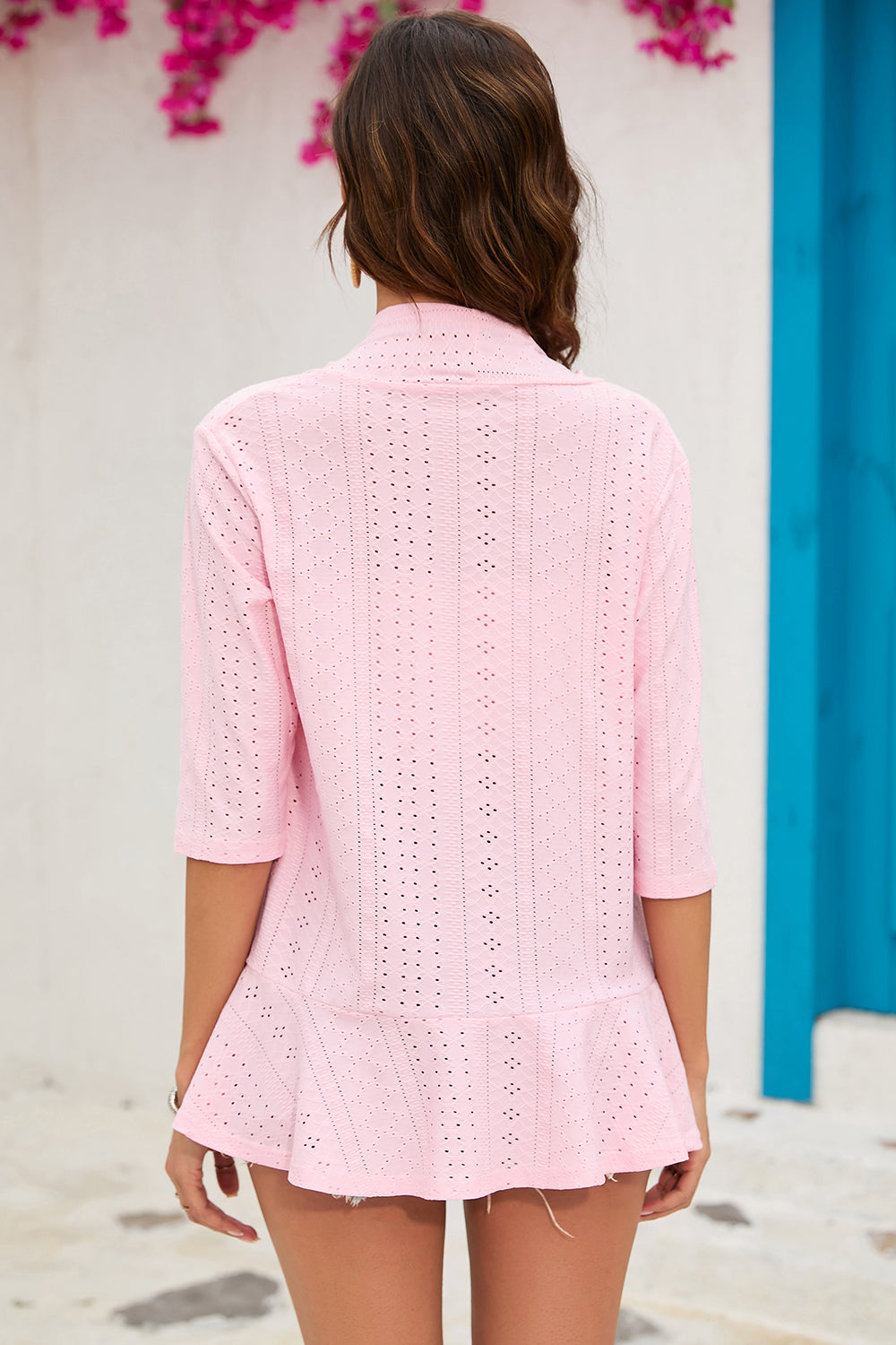 Eyelet Open Front Cardigan-Angel Casuals