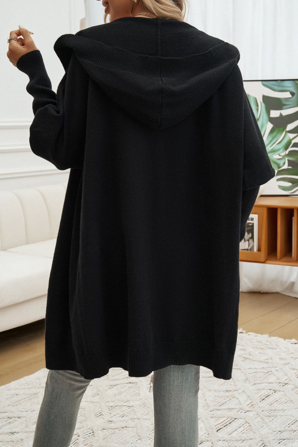 Devine Button Up Long Sleeve Hooded Cardigan-Angel Casuals